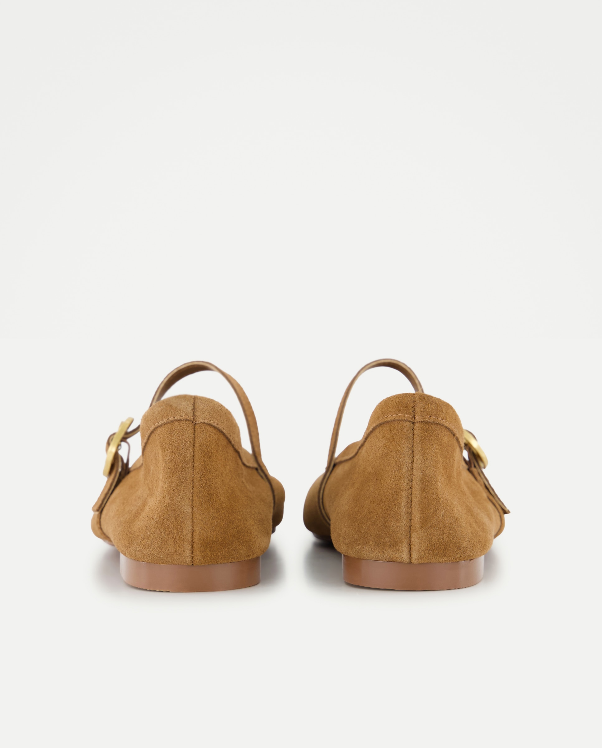 Sapatos de Presilha em Camurça com Fivela Castanho-3