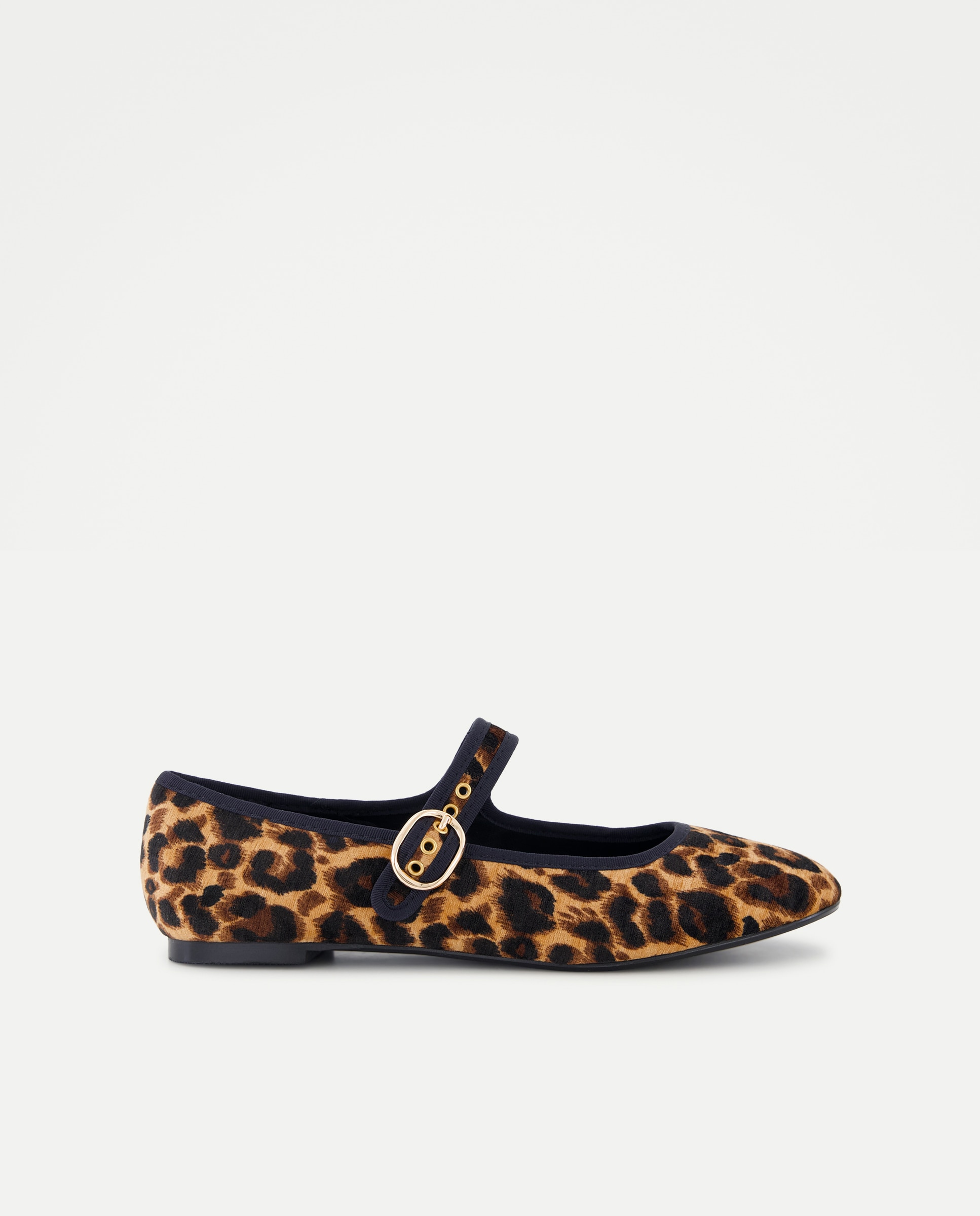 Imagem 0 de Sapatos de Presilha em Veludo com Animal Print