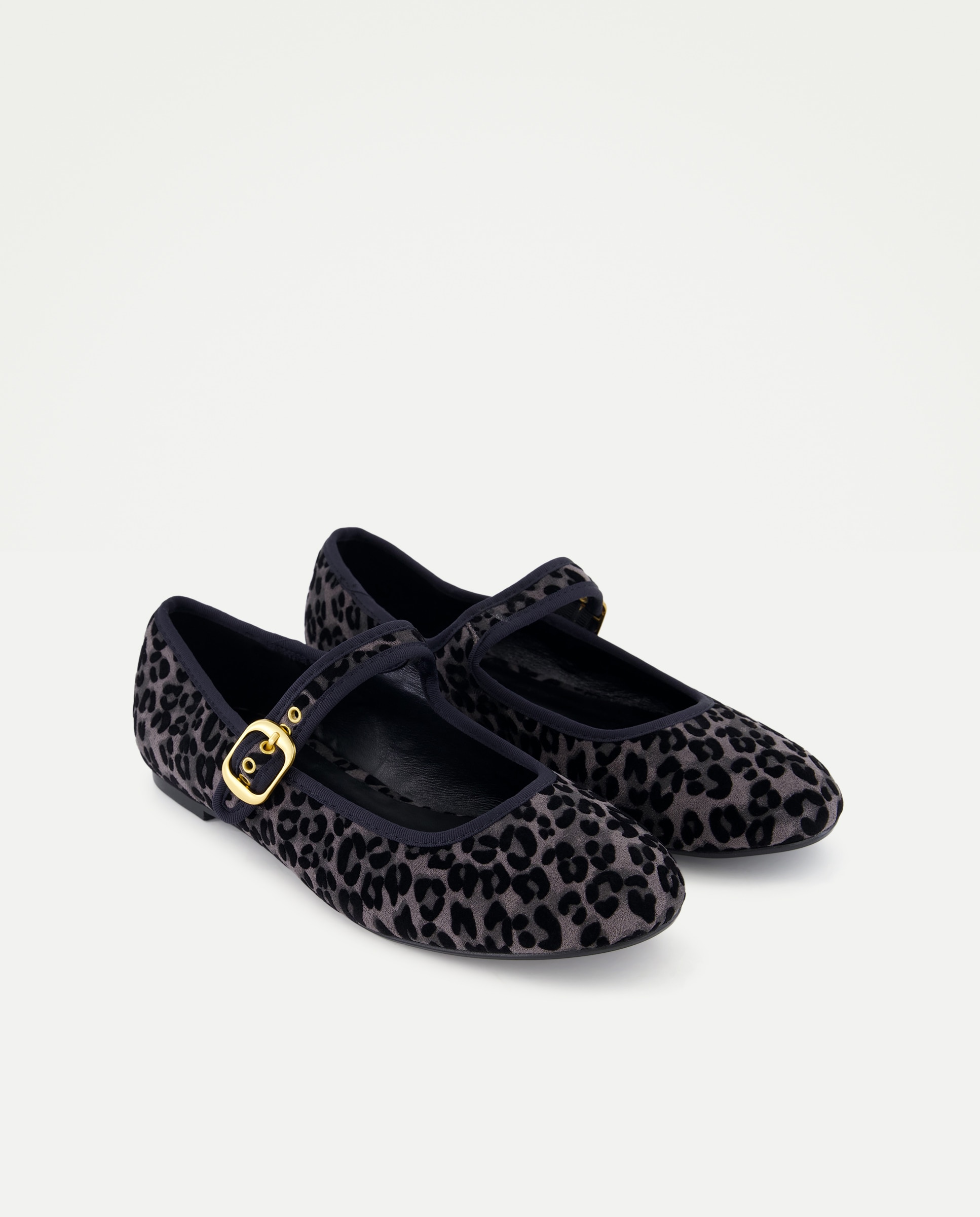 Sapatos de Presilha em Veludo com Animal Print Preto-2