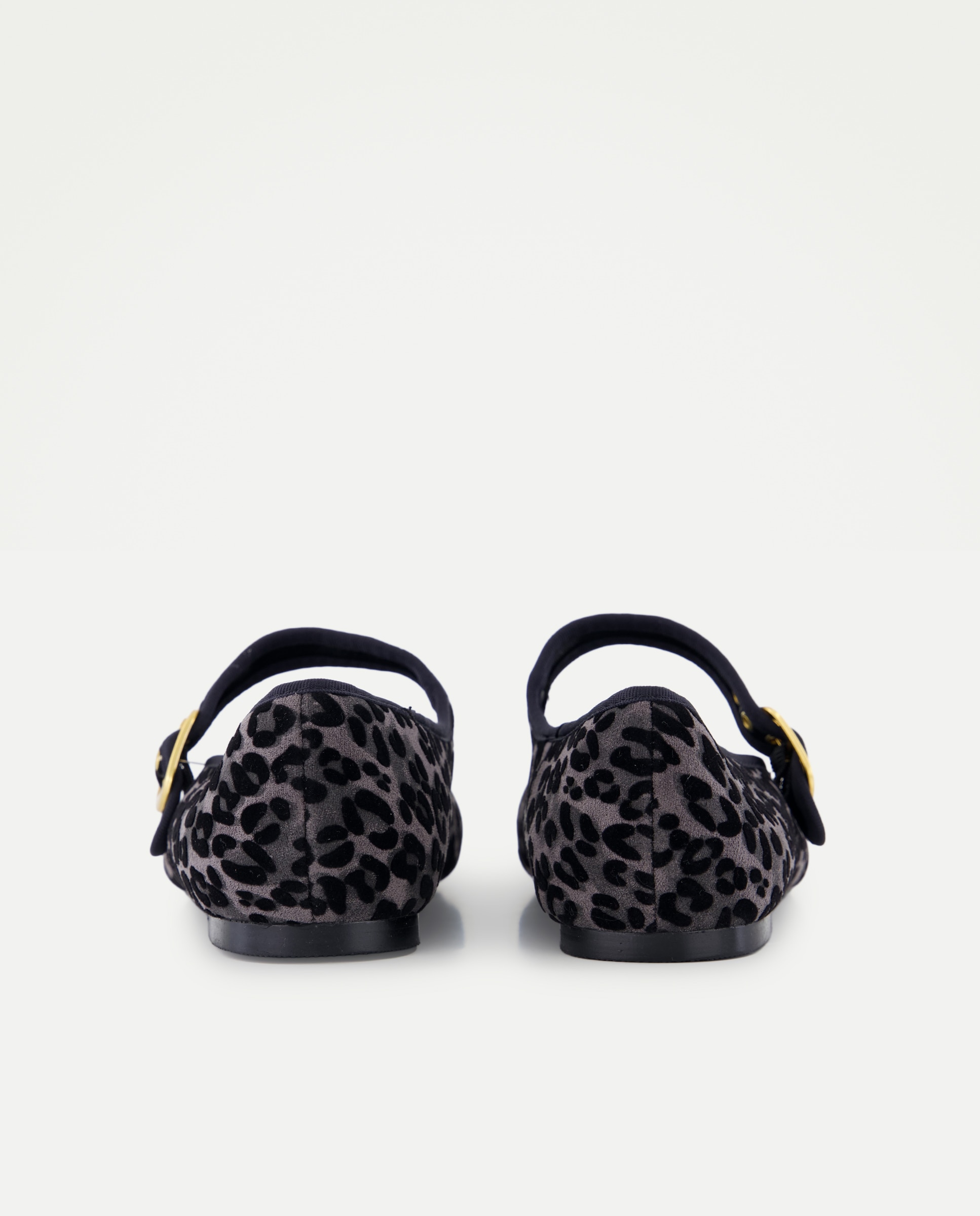 Sapatos de Presilha em Veludo com Animal Print Preto-3