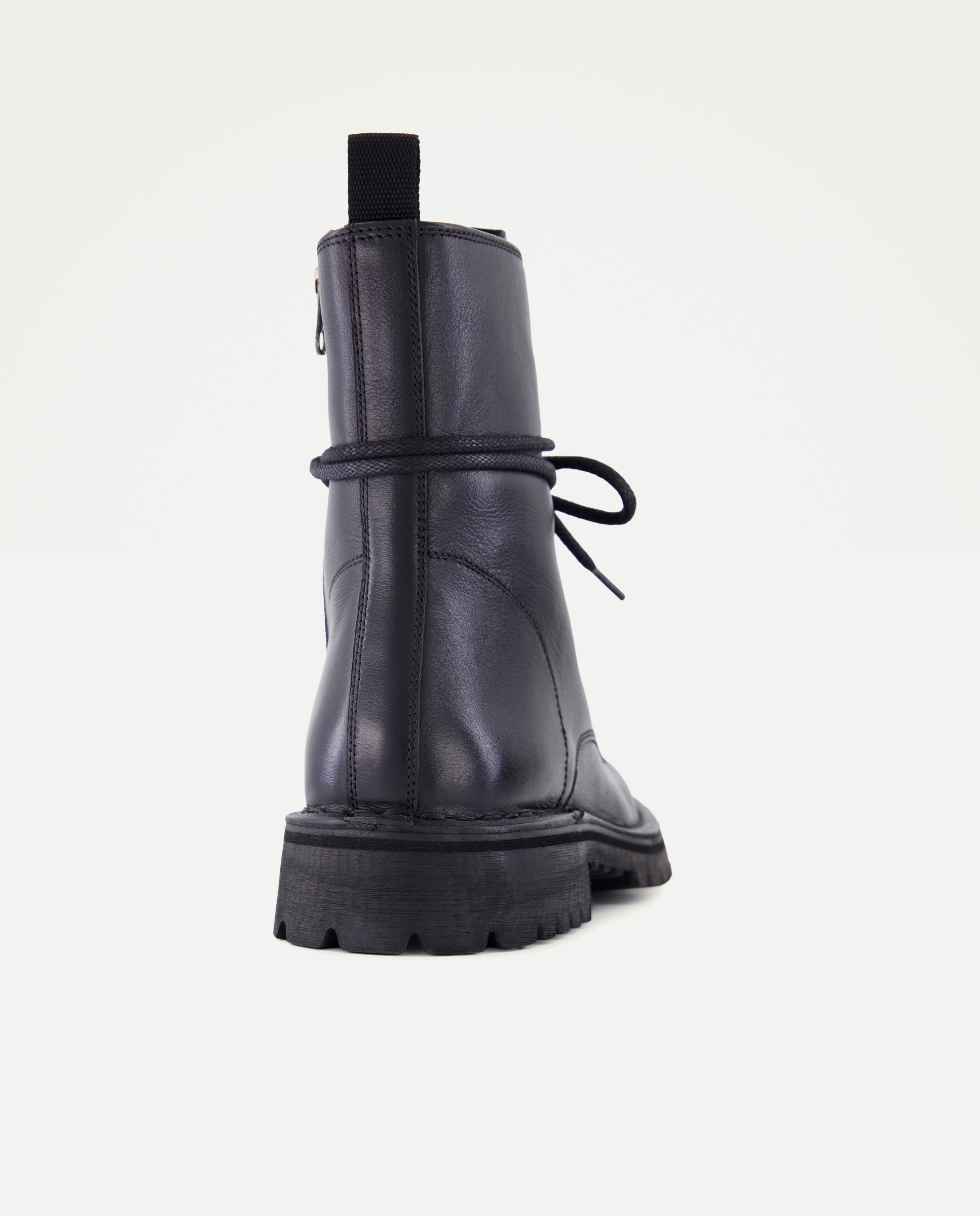Botas de Atacadores em Pele Tipo Napa - Preto Preto-3