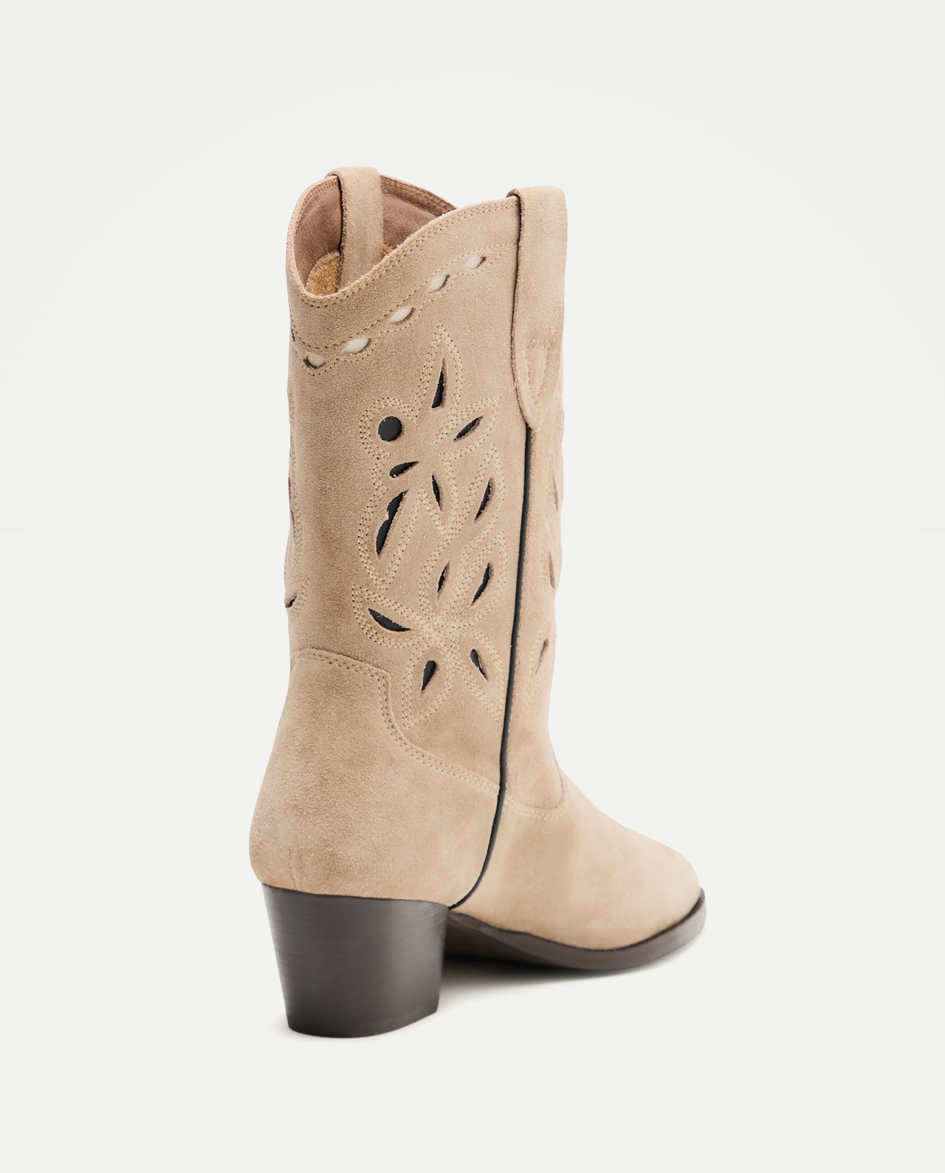 Bota pele mulher estampado contraste Bege-3