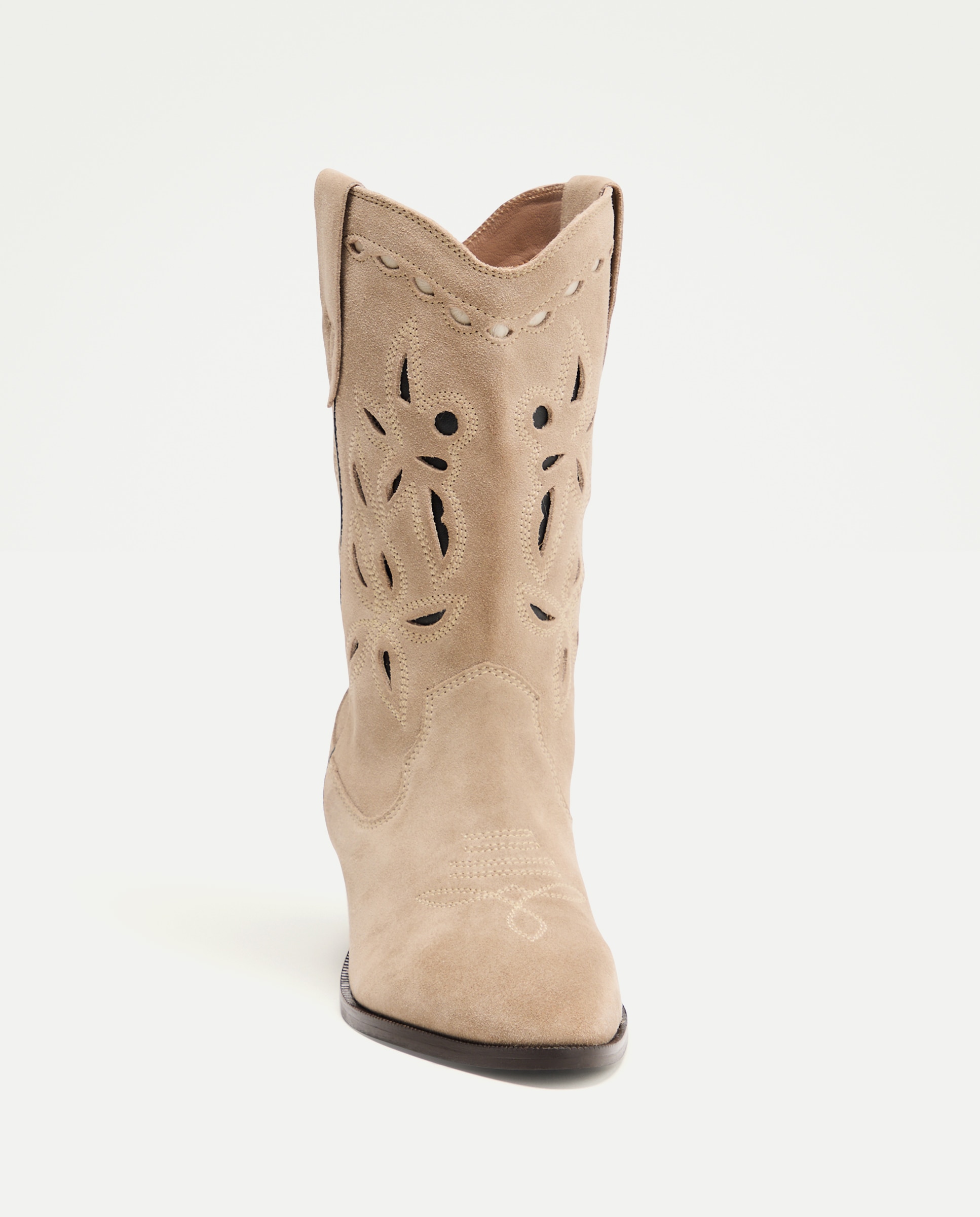 Bota pele mulher estampado contraste Bege-4