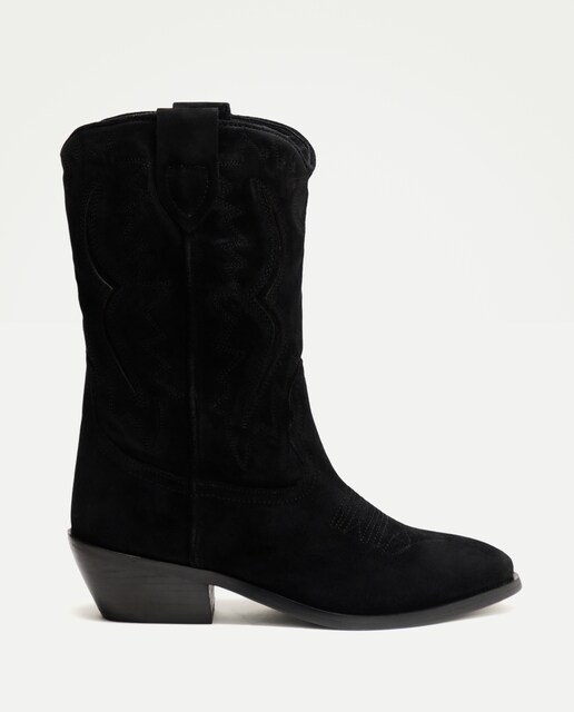 Bota cowboy mujer de piel negra