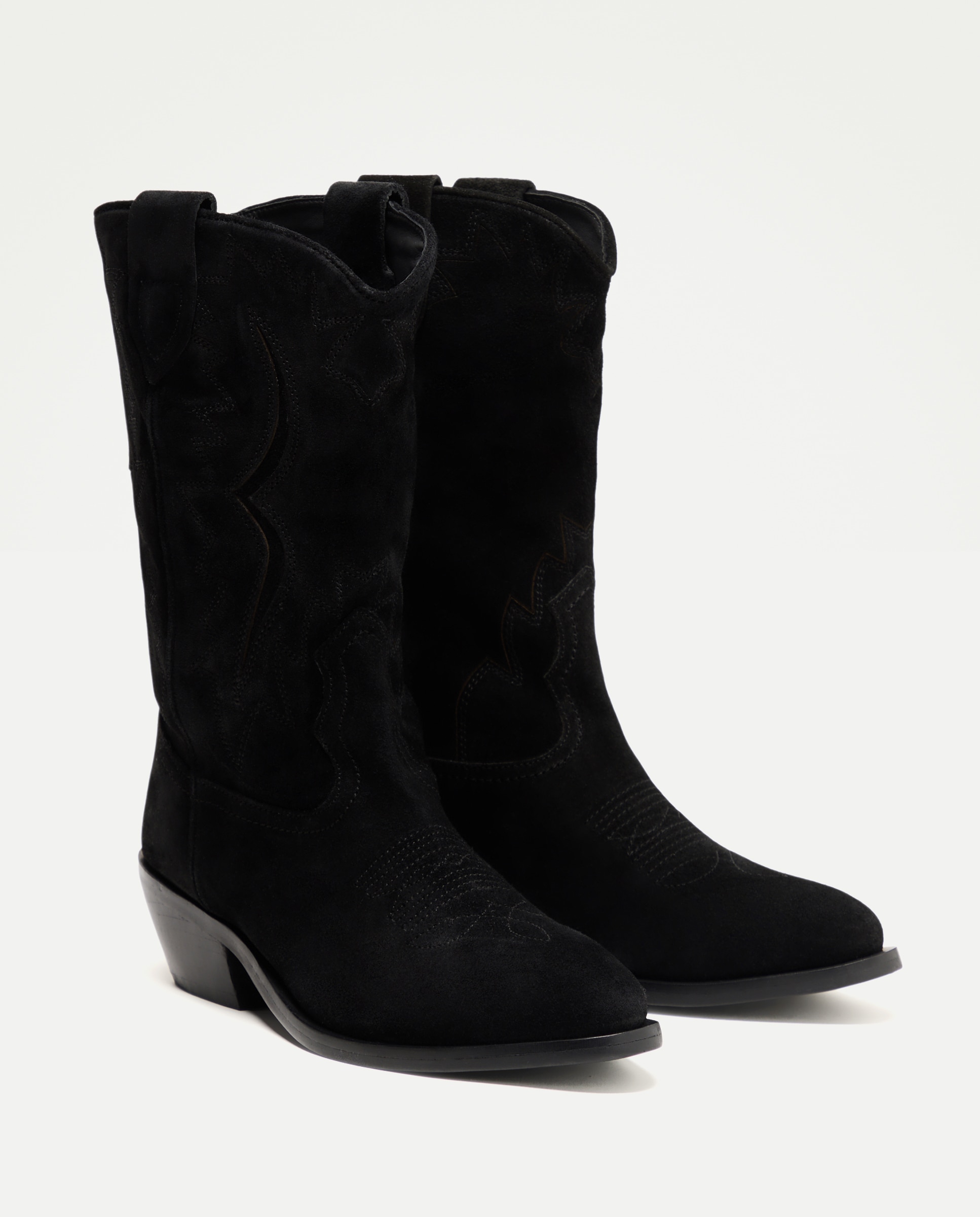Botas Cowboy em Pele - Preto Preto-2