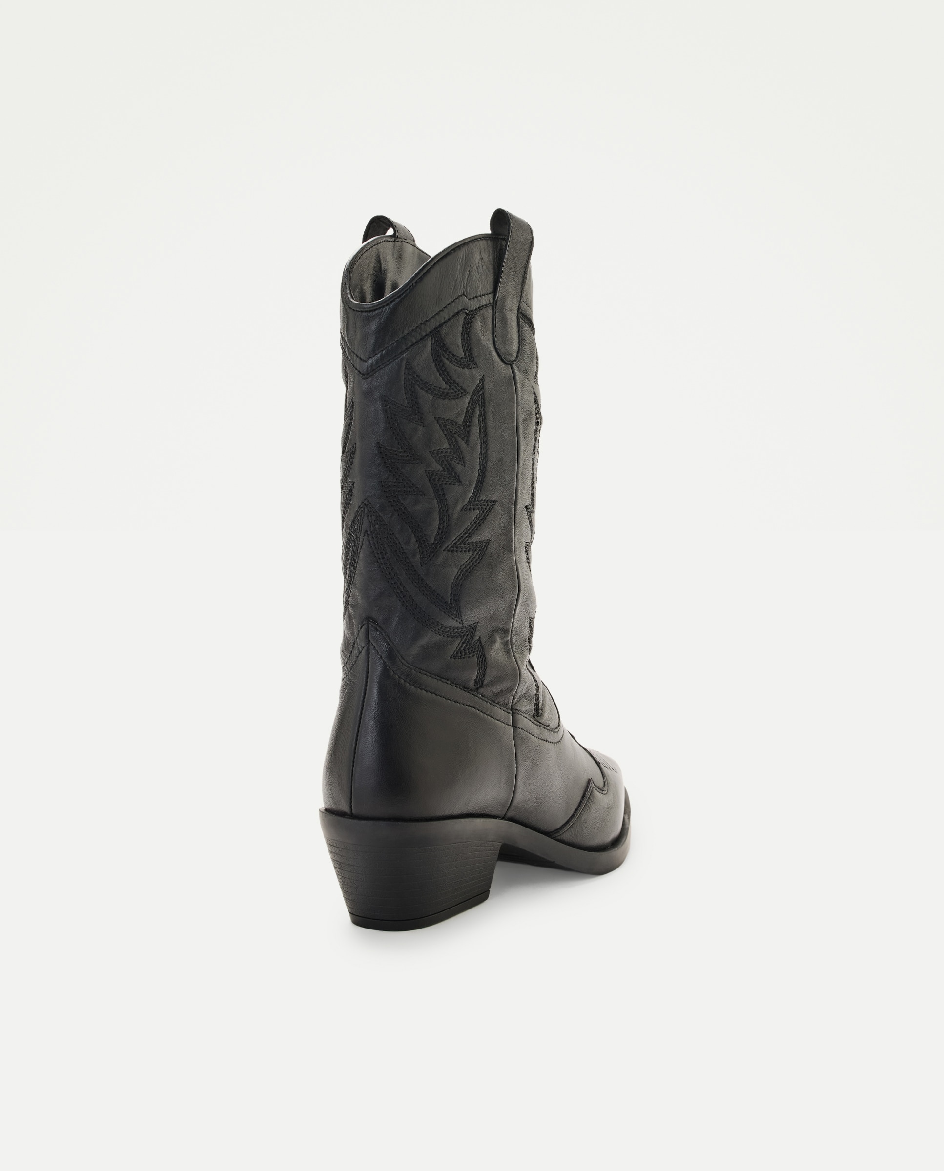 Botas de Cowboy em Pele Napa Preto-3