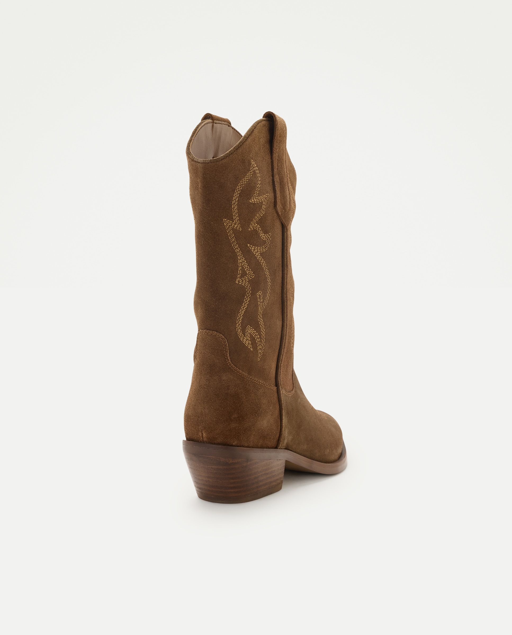 Botas de Cowboy em Pele Tipo Camurça Castanho-3