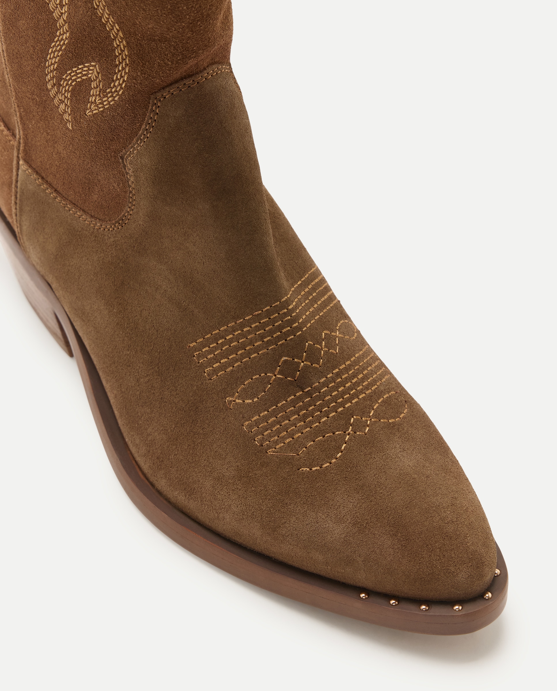 Botas de Cowboy em Pele Tipo Camurça Castanho-5