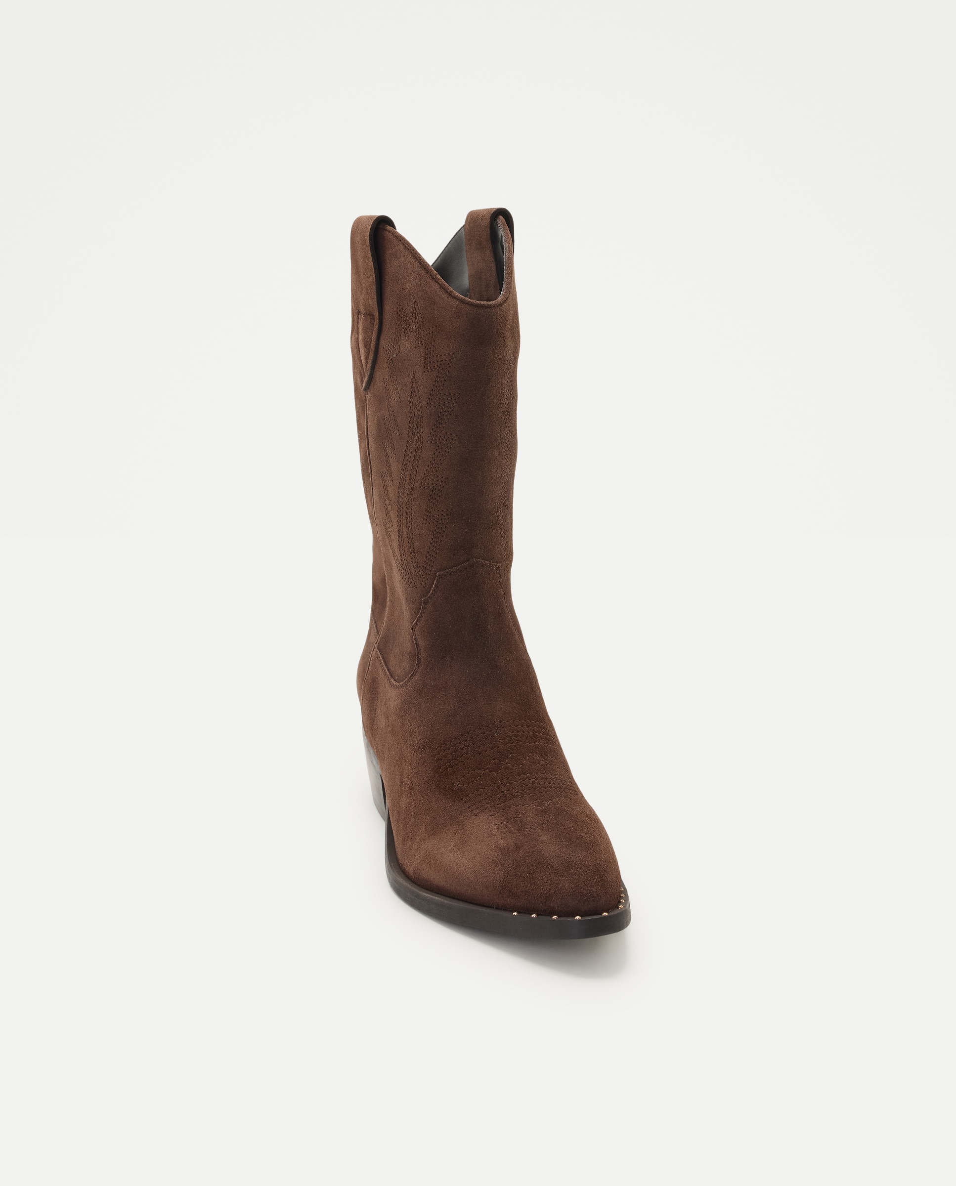 Botas de Cowboy em Pele Tipo Camurça Chocolate Chocolate-4