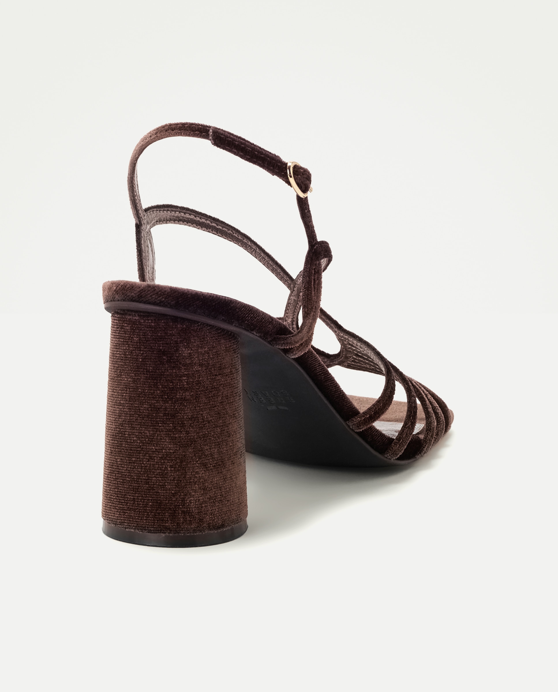 Sandalias mujer tacón terciopelo - Green Coast - Visón oscuro Visón oscuro-3