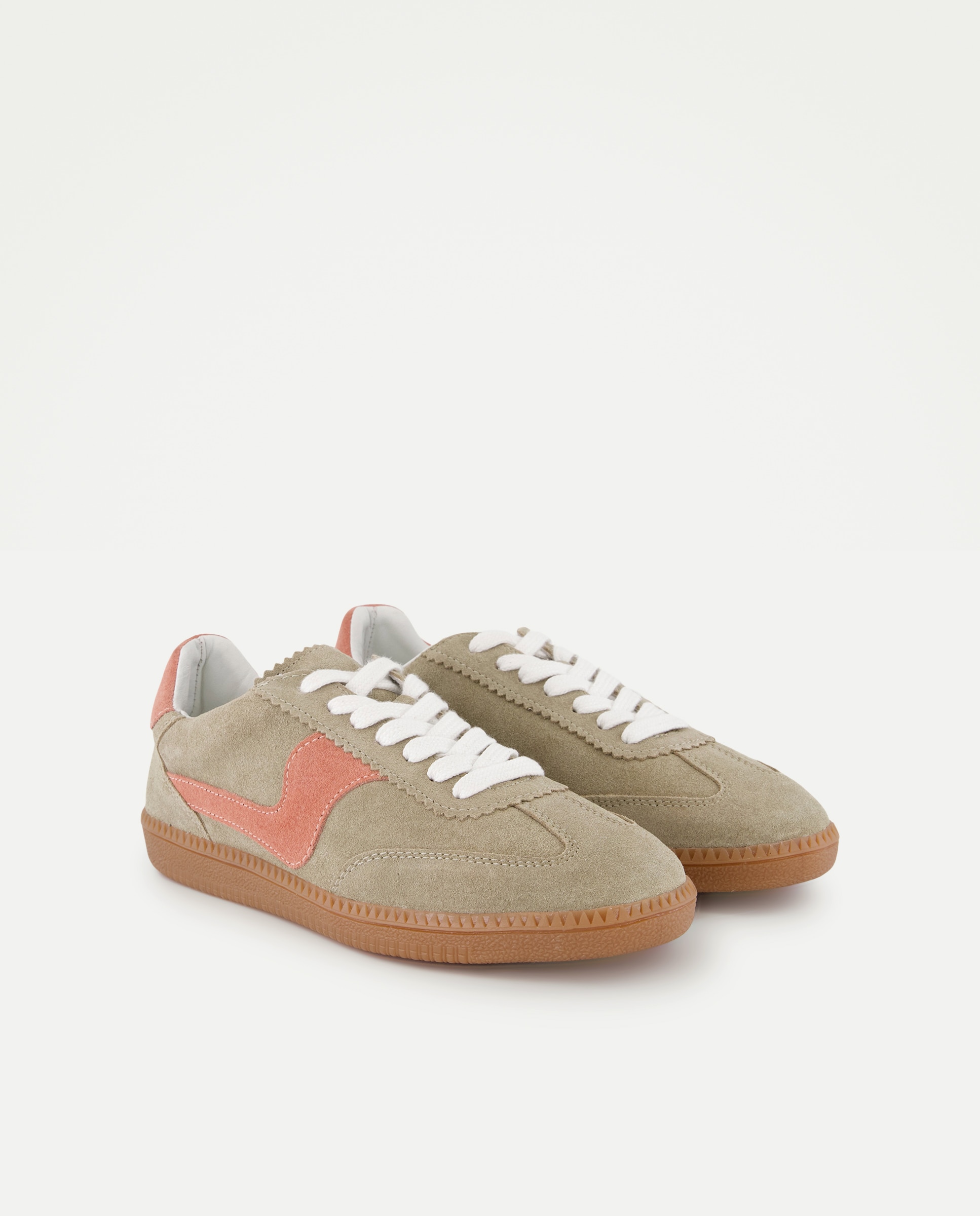 Sapatilhas em Pele - Bicolor 520 Caqui-2