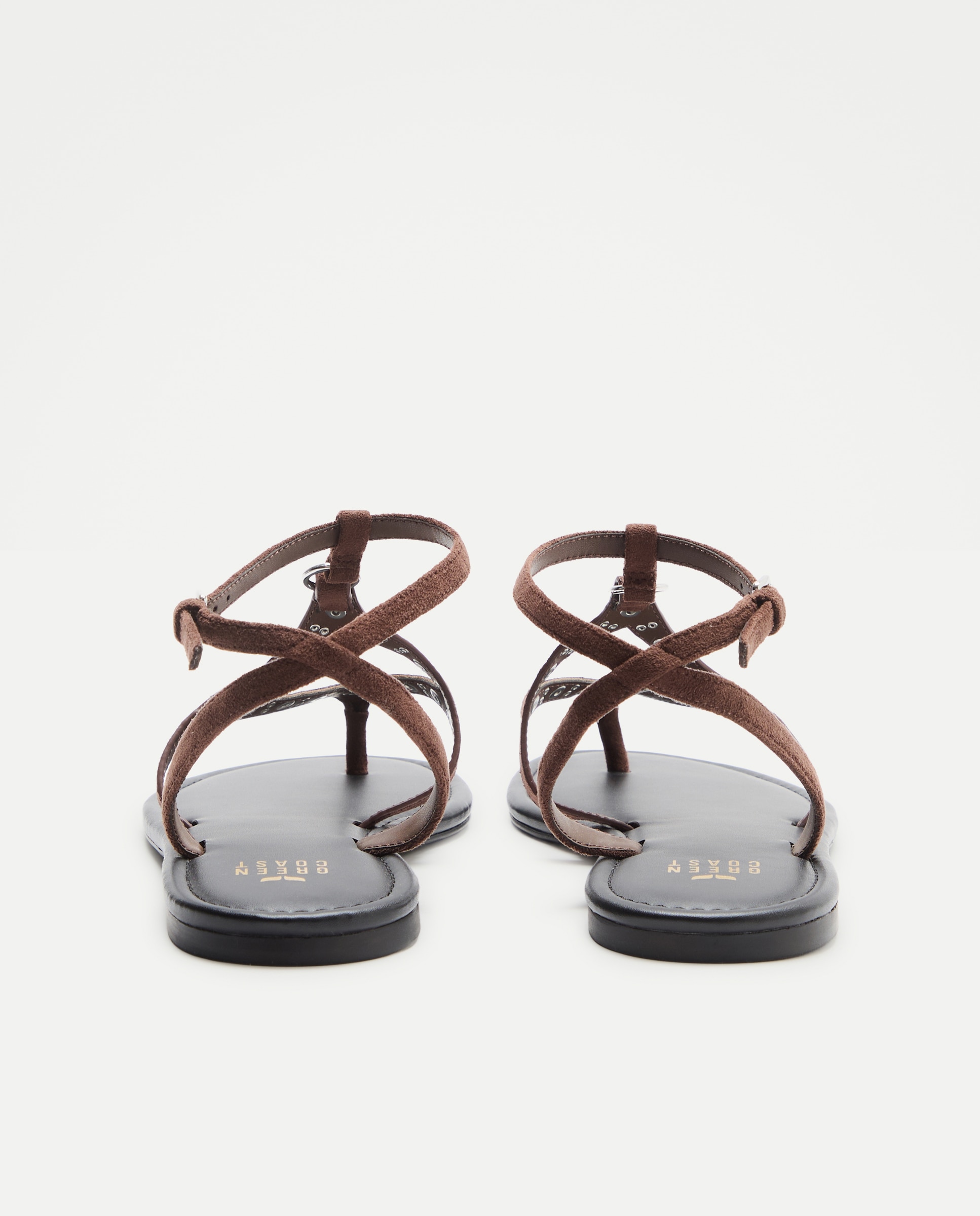 Sandálias Rasas com Losango de Tachas Castanho-3