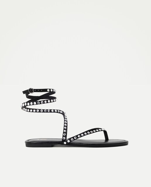 Sandalias mujer tiras brillantes.