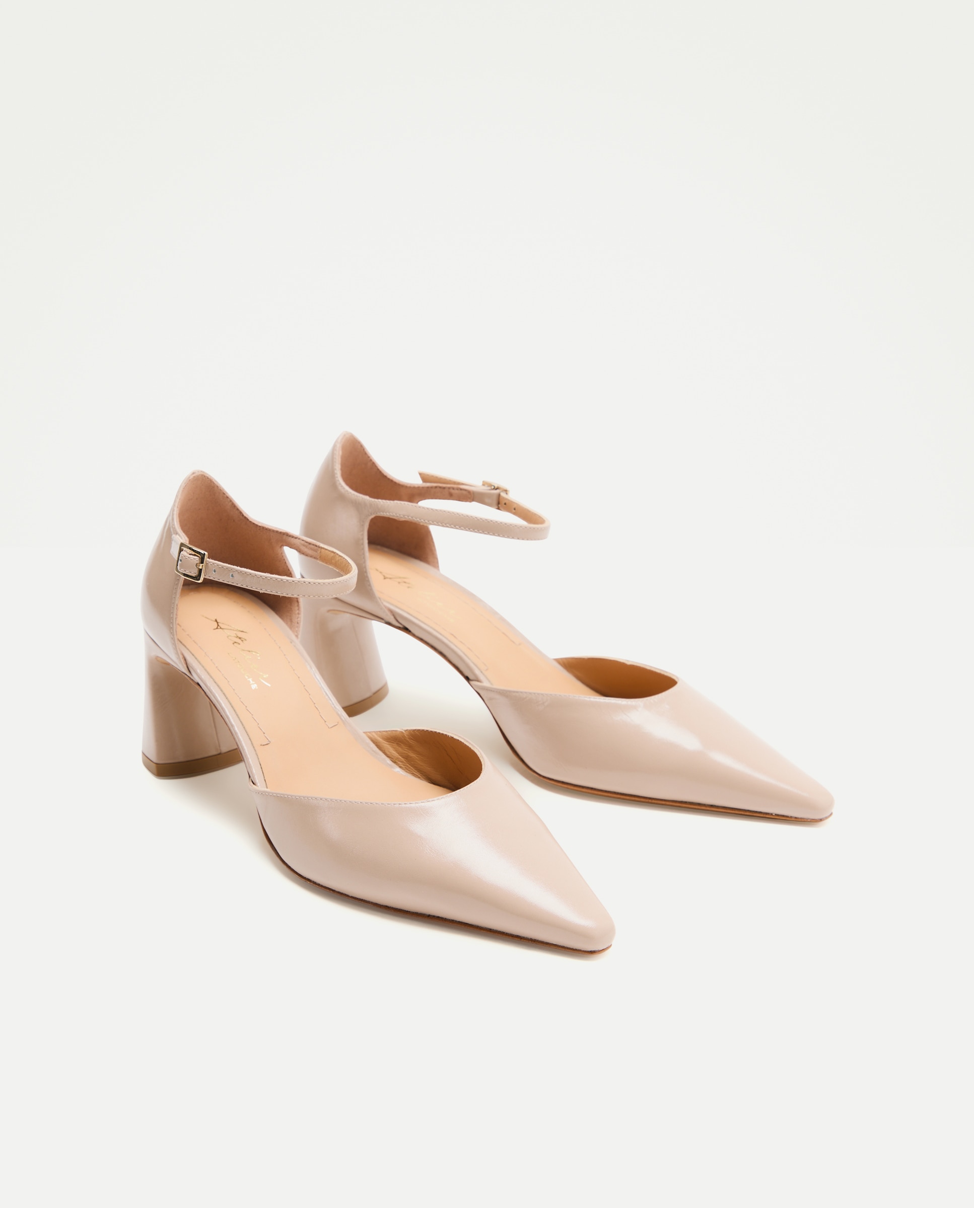 Sapatos de Salto com Pulseira pelo Tornozelo Vison Claro-2