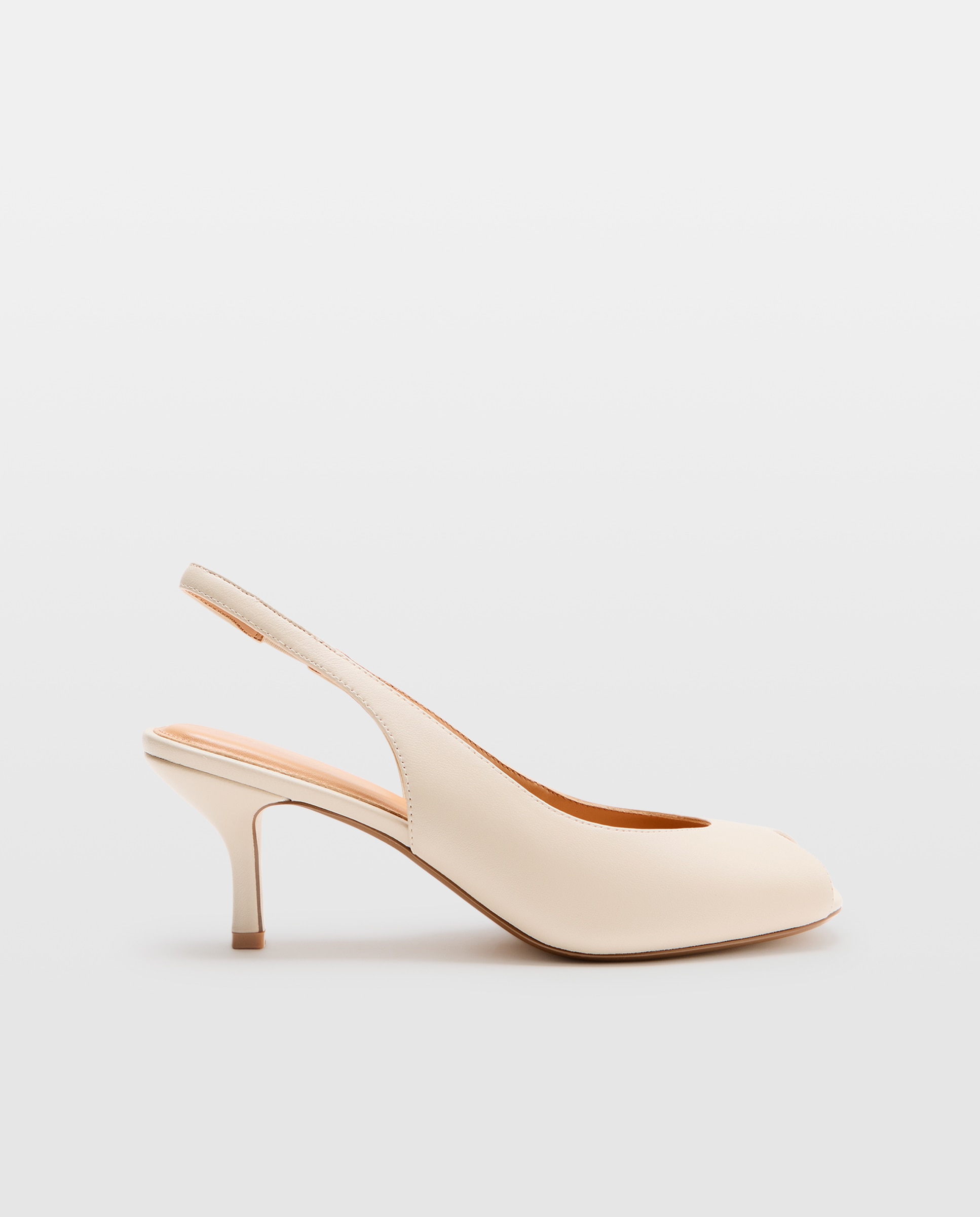 Sapatos com Tacão Peep Toe Branco-marfim-1