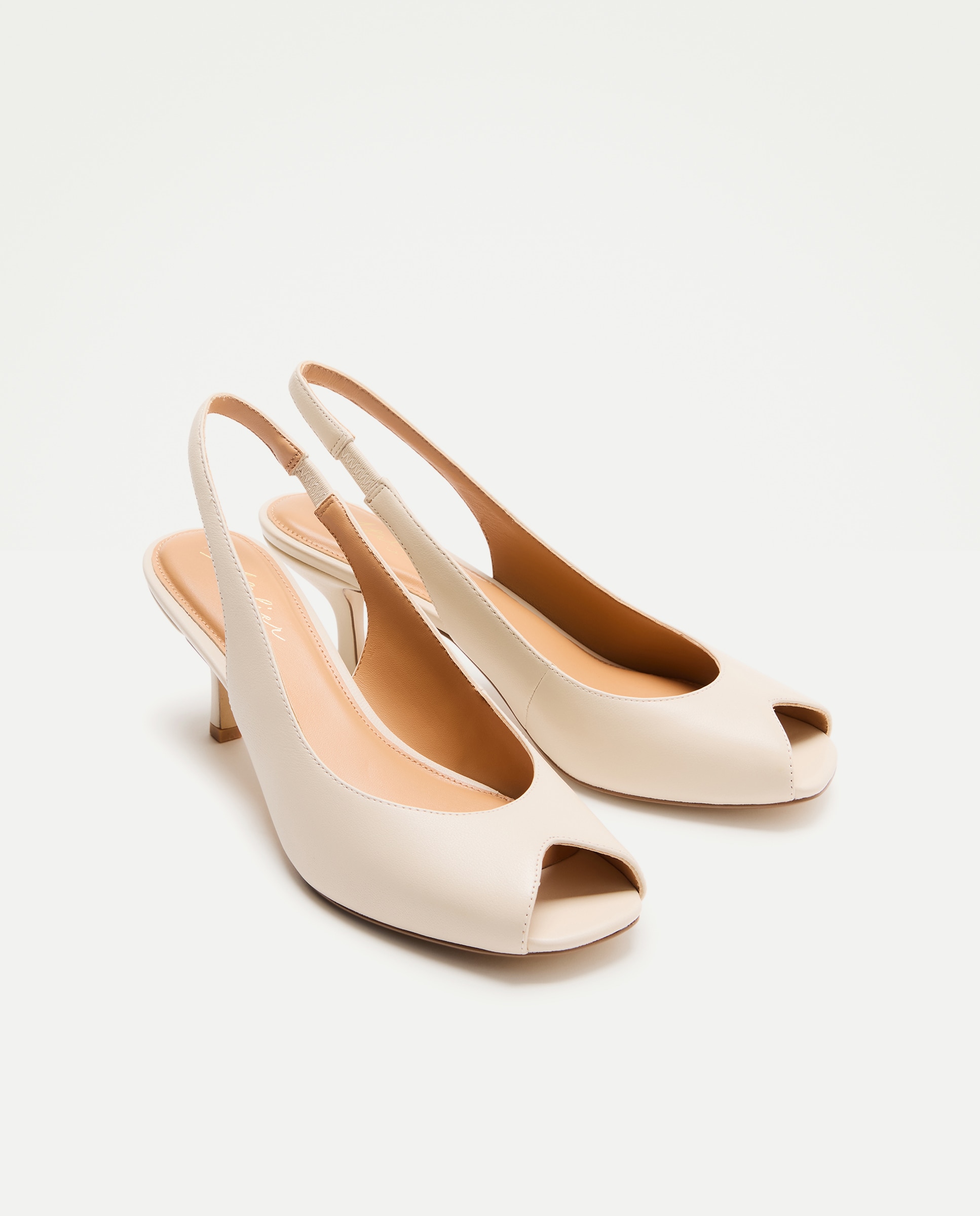 Sapatos com Tacão Peep Toe Branco-marfim-2