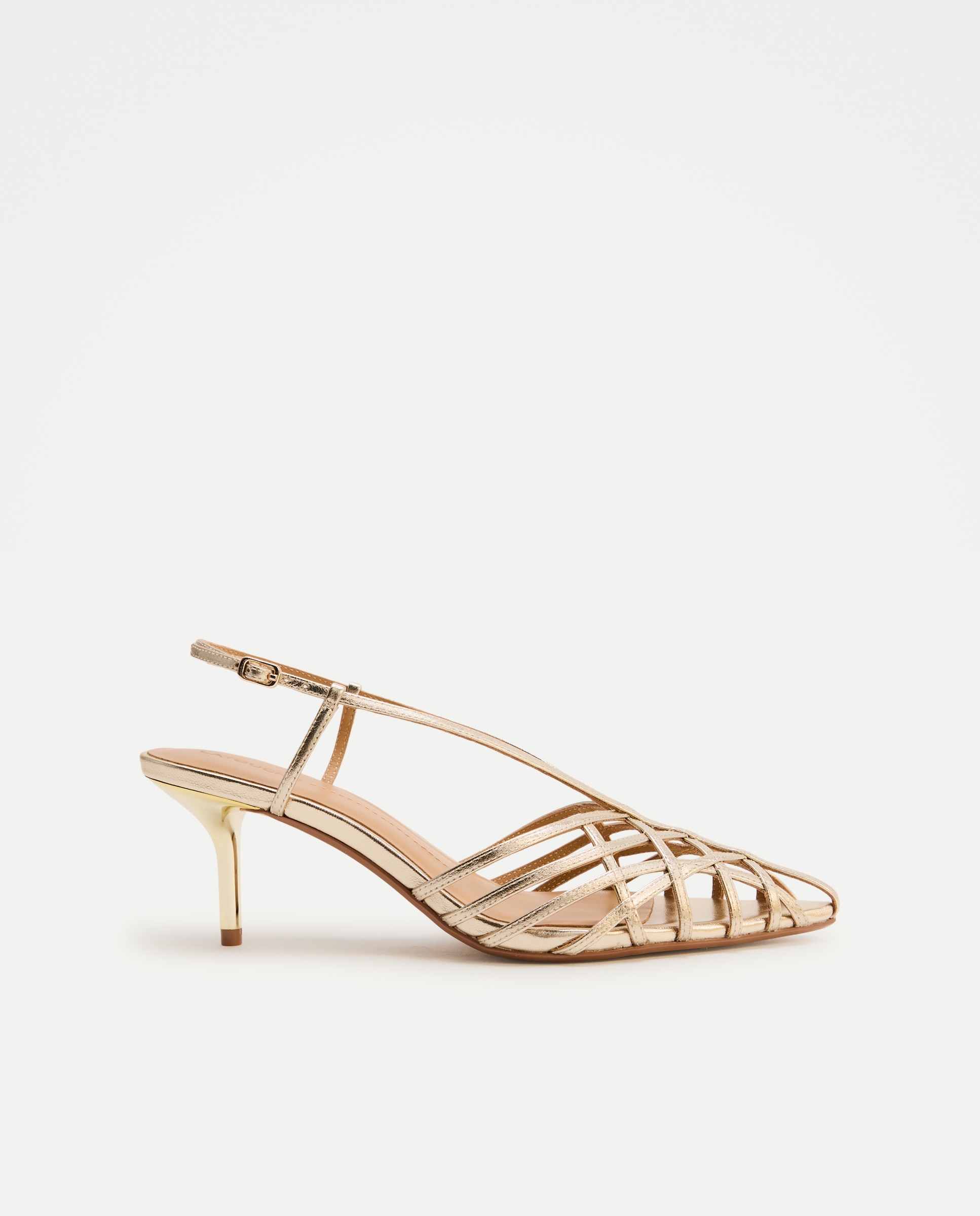 Sapatos de Salto com Tira Fina 390 Ouro-1
