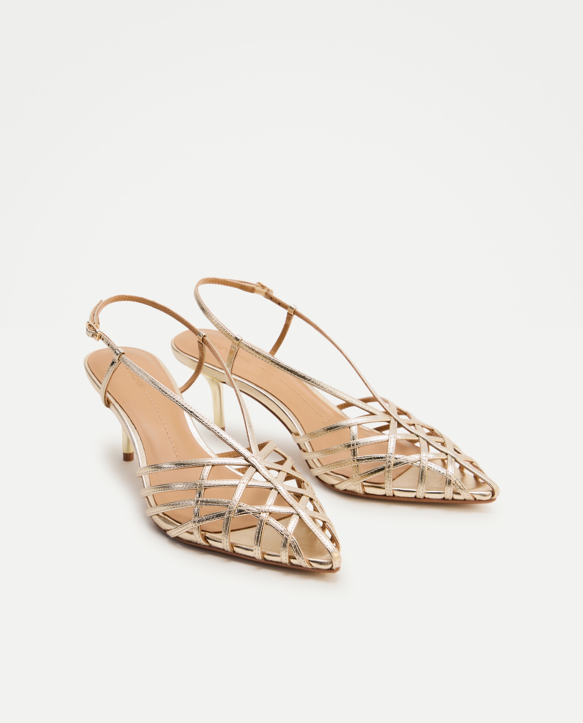 Sapatos de Salto com Tira Fina 390 Ouro-2