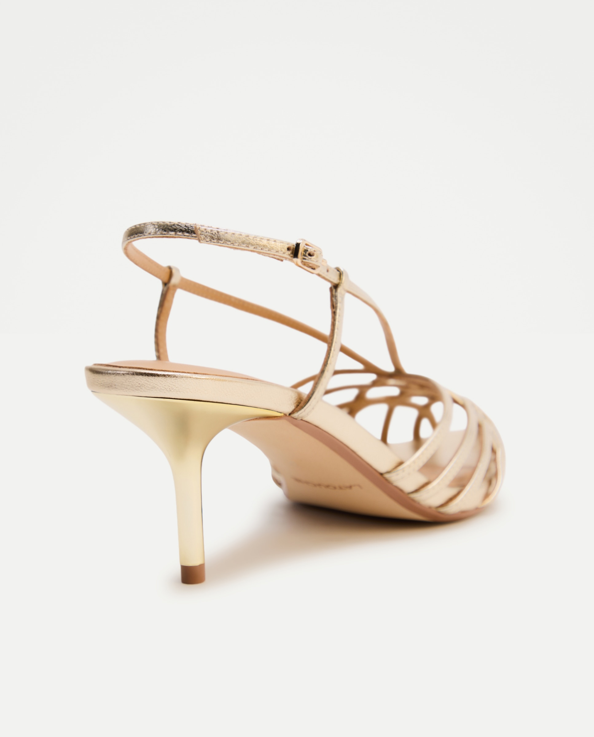 Sapatos de Salto com Tira Fina 390 Ouro-3