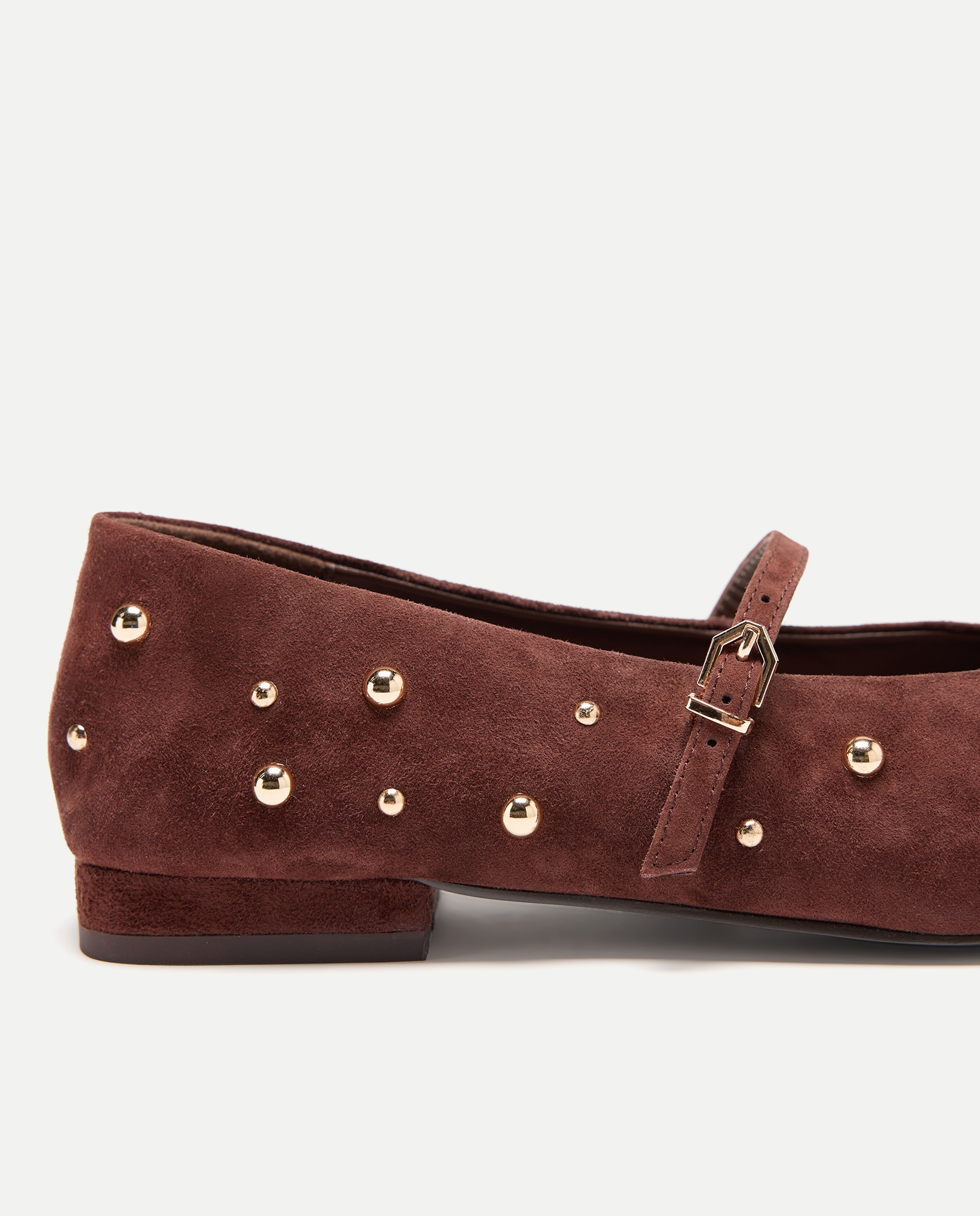 Sapatos Rasos Tipo Sapatos de Presilha com Tachas Castanho-5