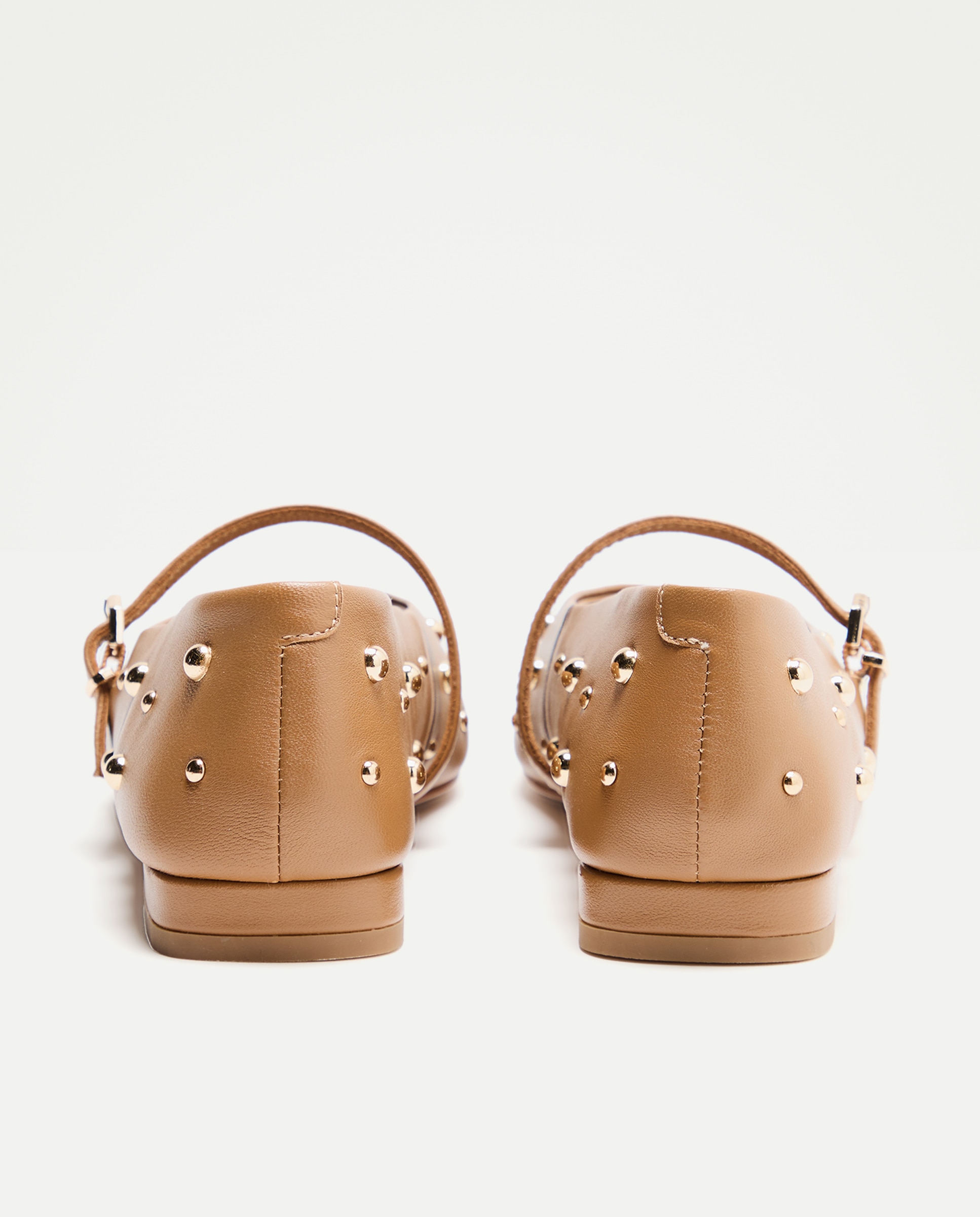 Sapatos Rasos Tipo Sapatos de Presilha com Tachas 730 Camel-3