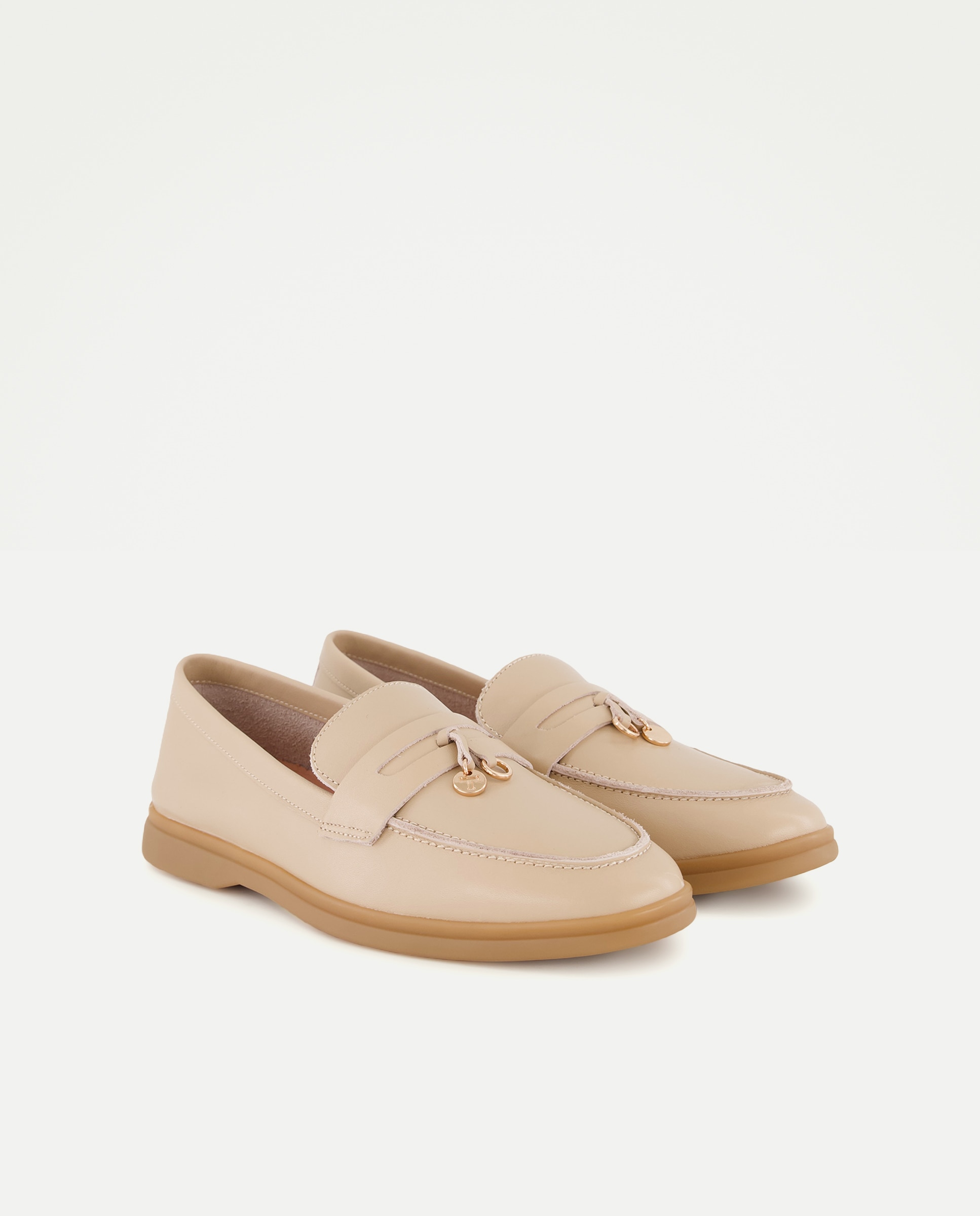 Sapatos Rasos Tipo Mocassins com Borla Bege-2