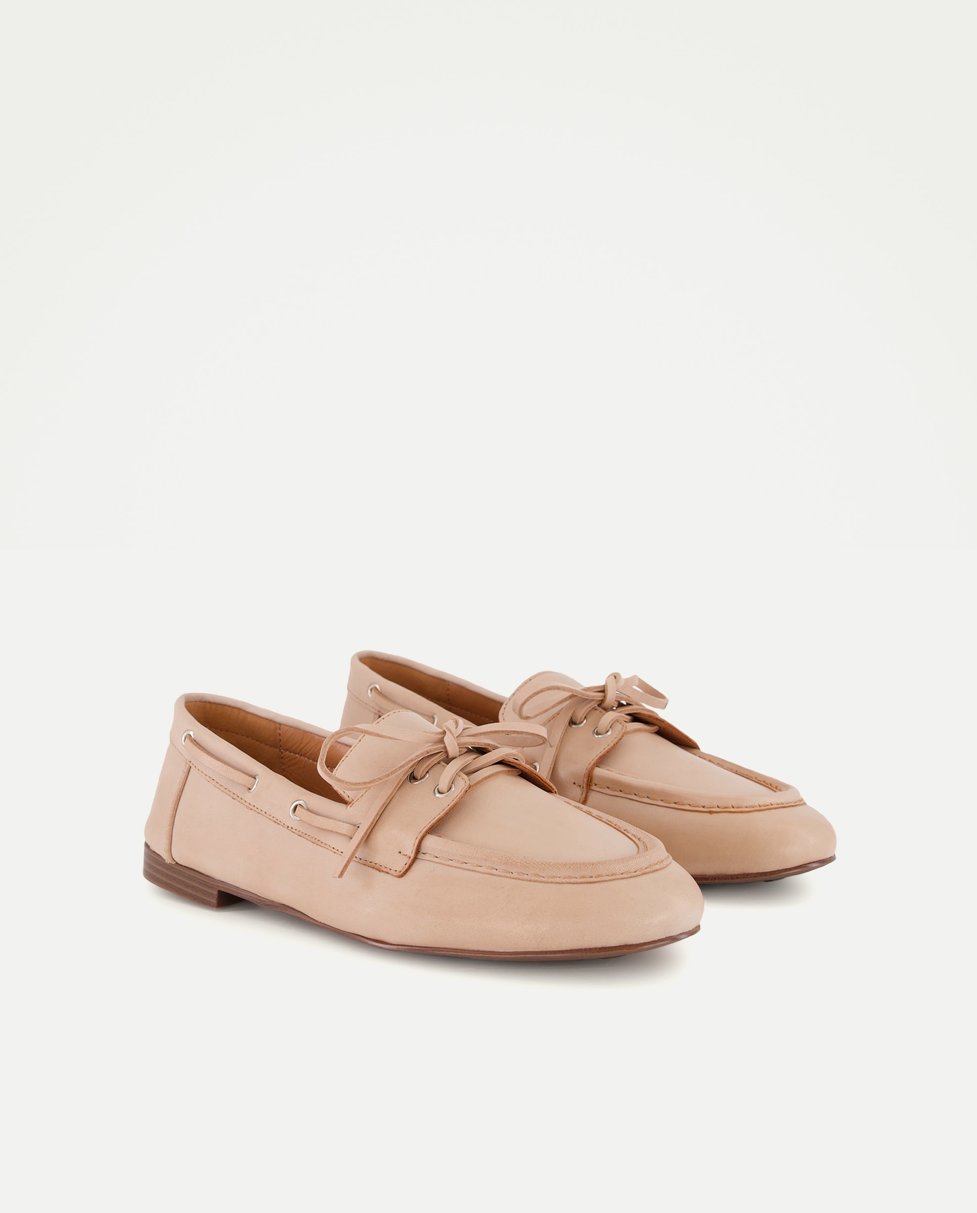 Sapatos Rasos com Atacadores Branco-marfim-2