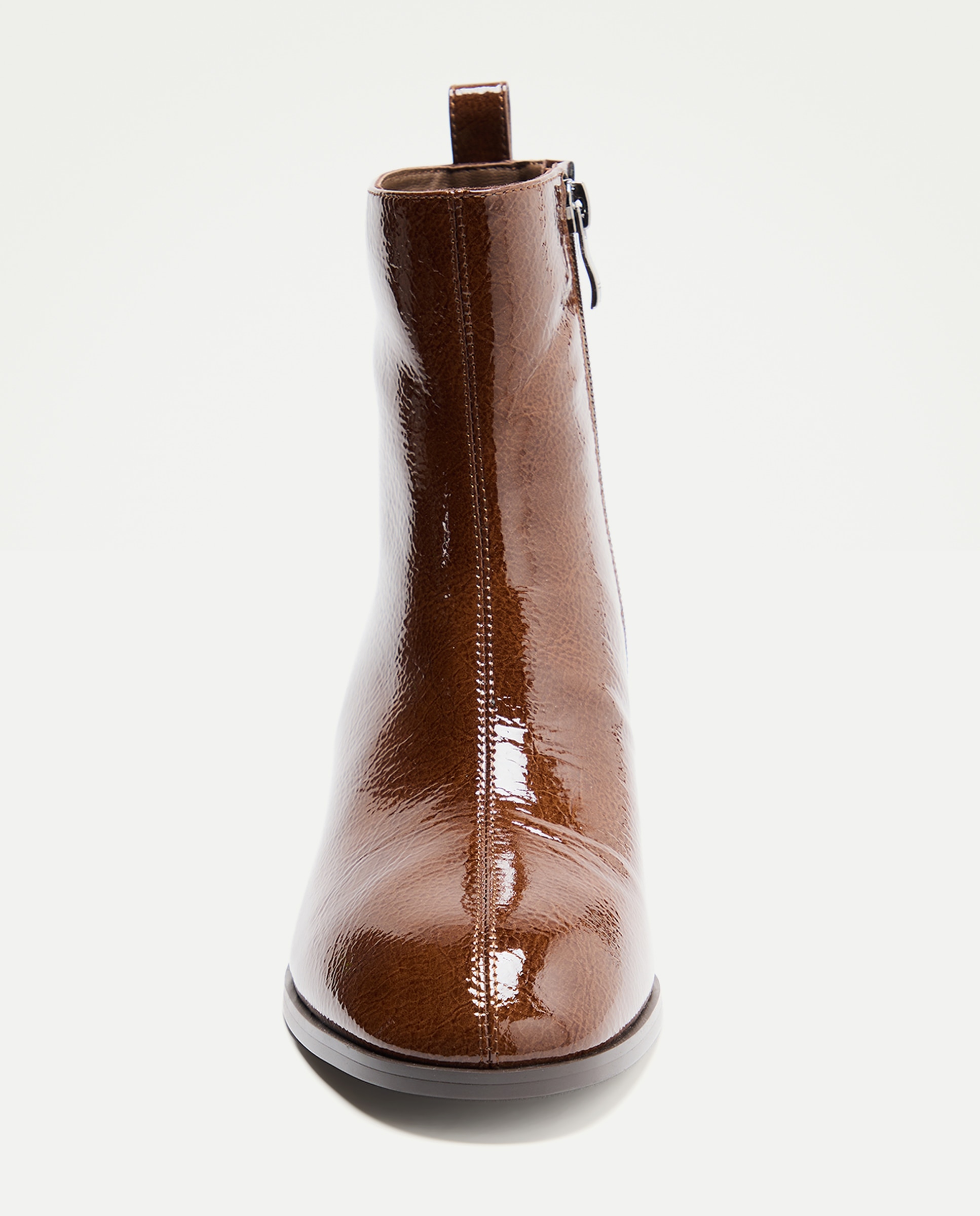 Botins Lisos de Tacão com Verniz Castanho-4
