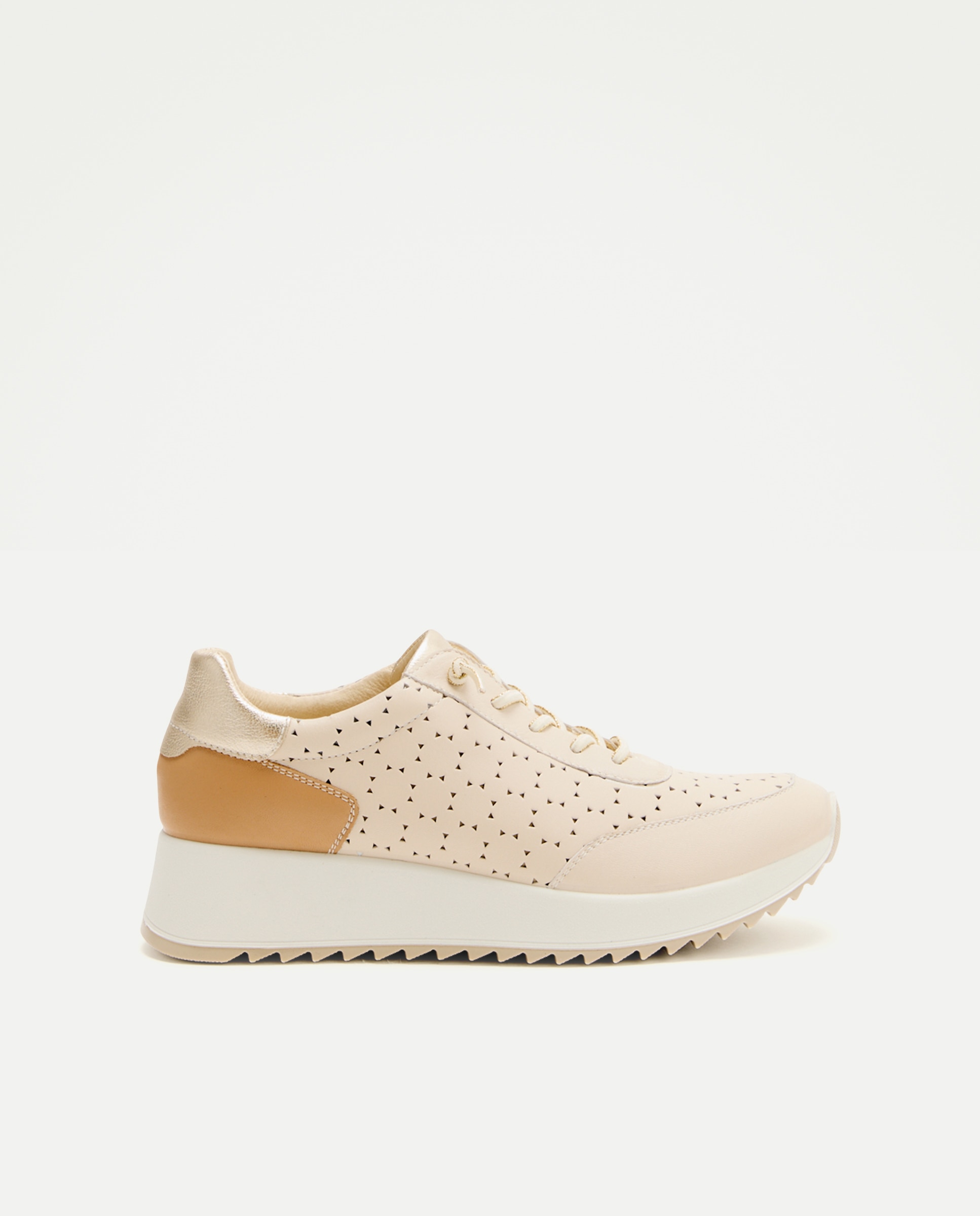 Sapatilhas de Running com Atacadores Bege-1