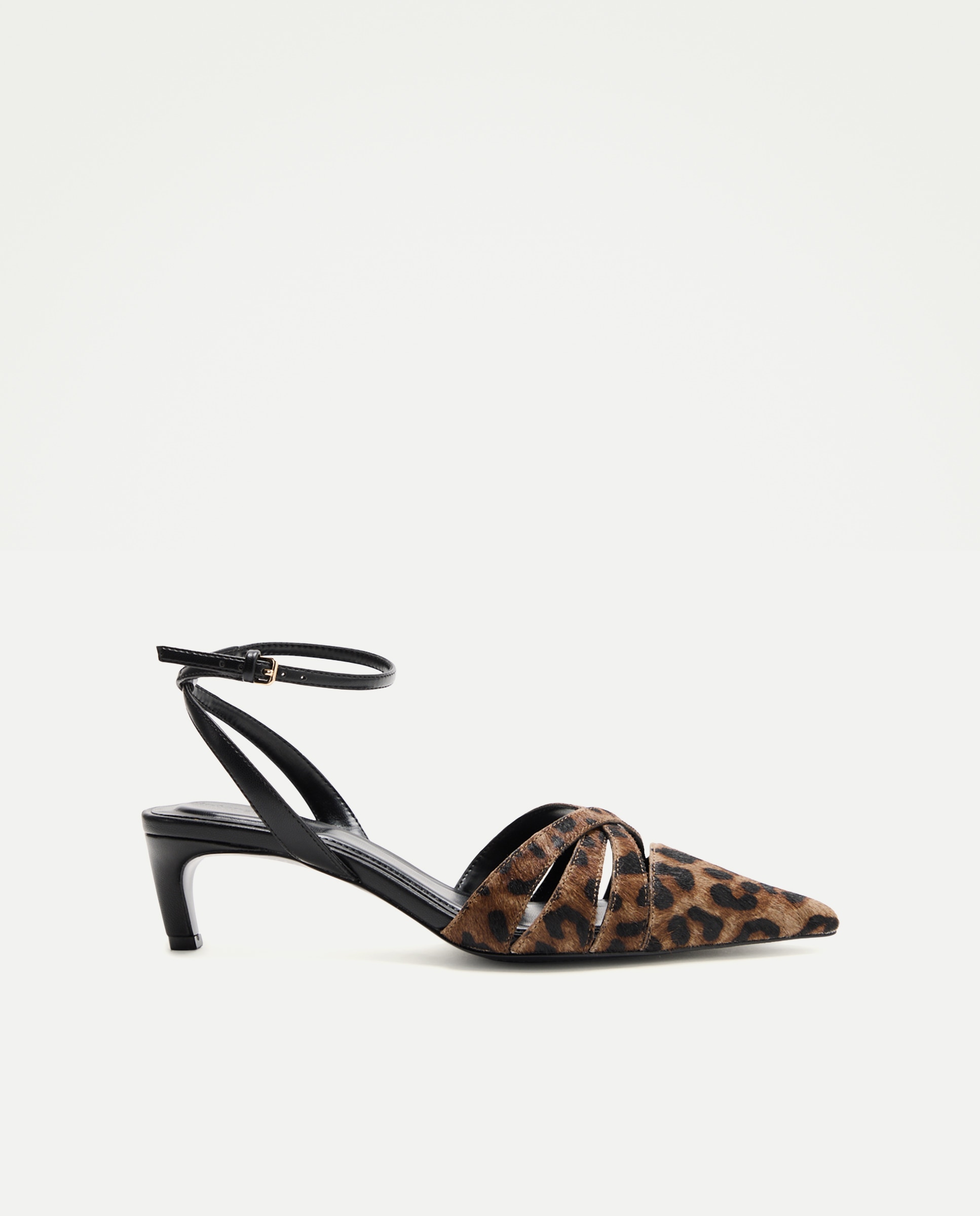 Imagem 0 de Sapatos de Salto com Tiras Cruzadas com Animal Print de Leopardo