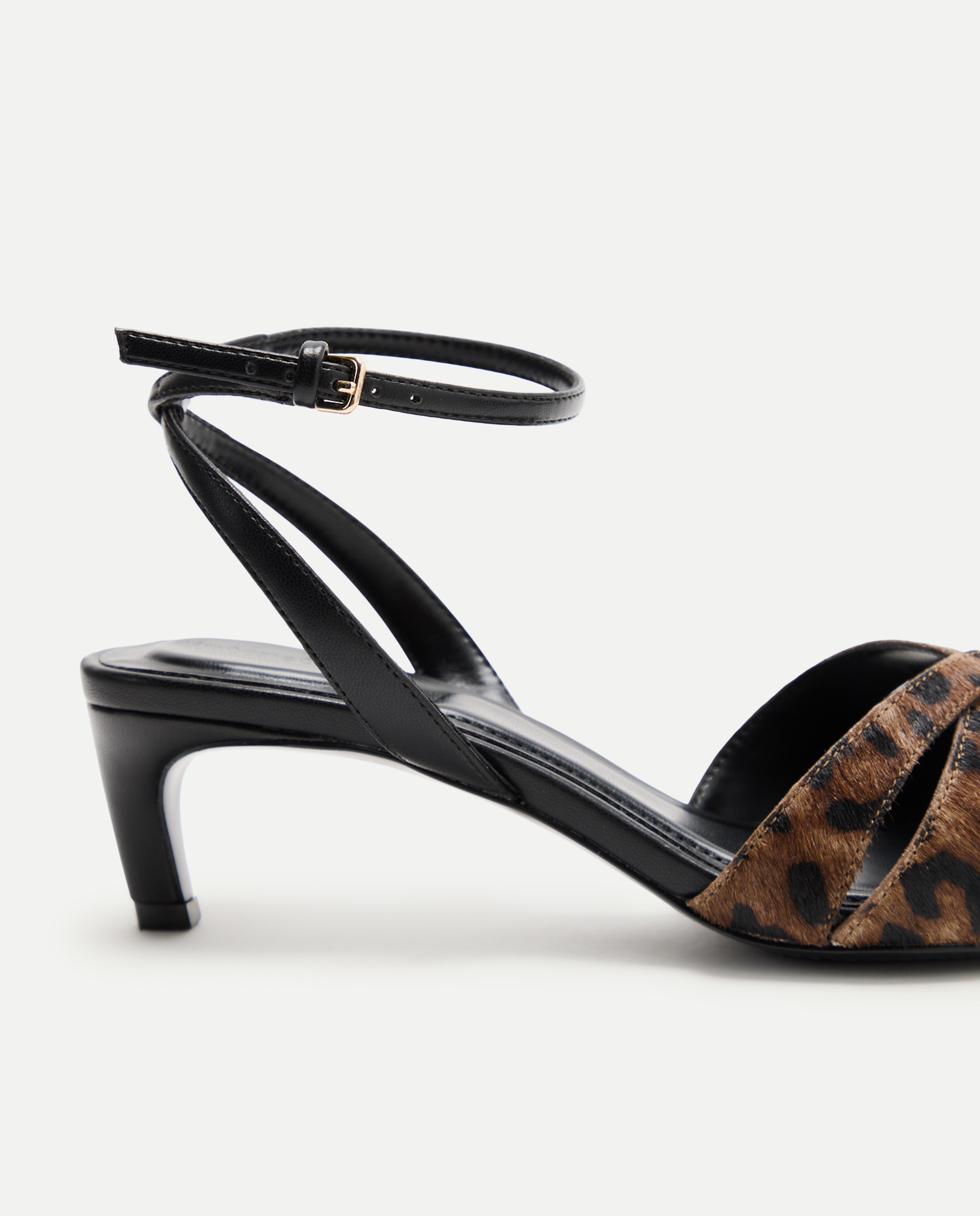 Sapatos de Salto com Tiras Cruzadas com Animal Print de Leopardo Castanho-5