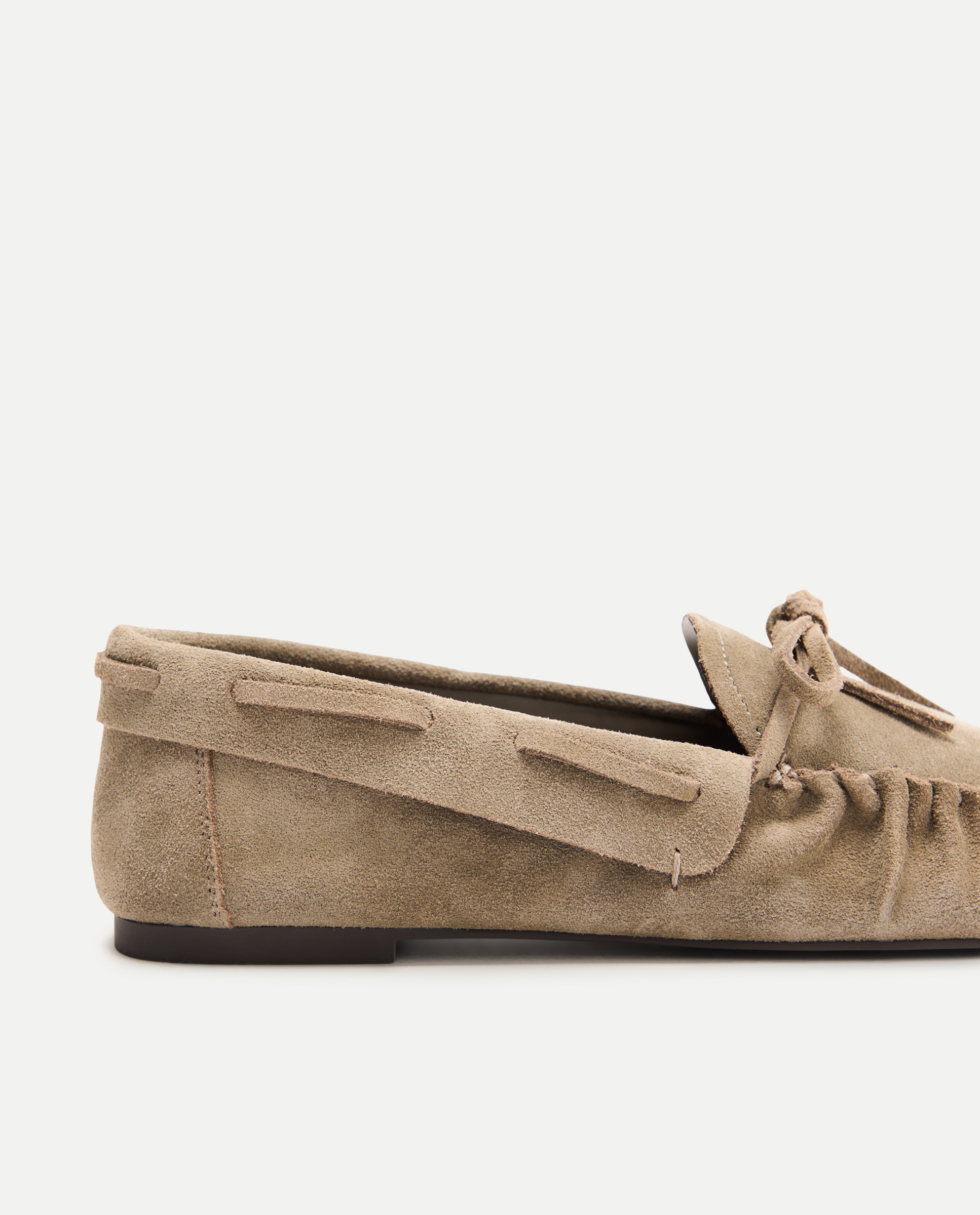Sapatos Rasos com Efeito Enrugado Vison Claro-5