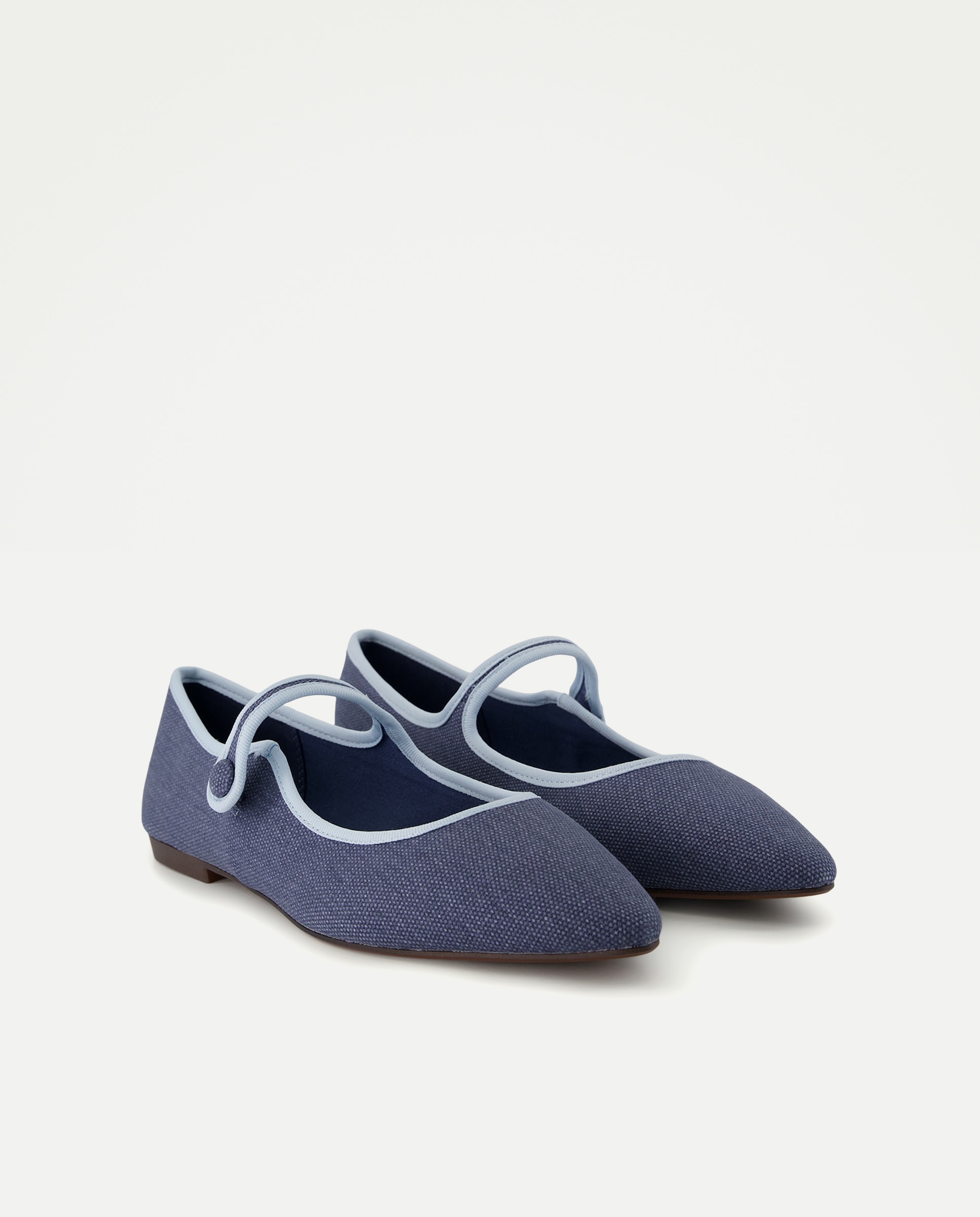 Sapatos de Presilha Rasos com Tira Dupla 400 Azul-2