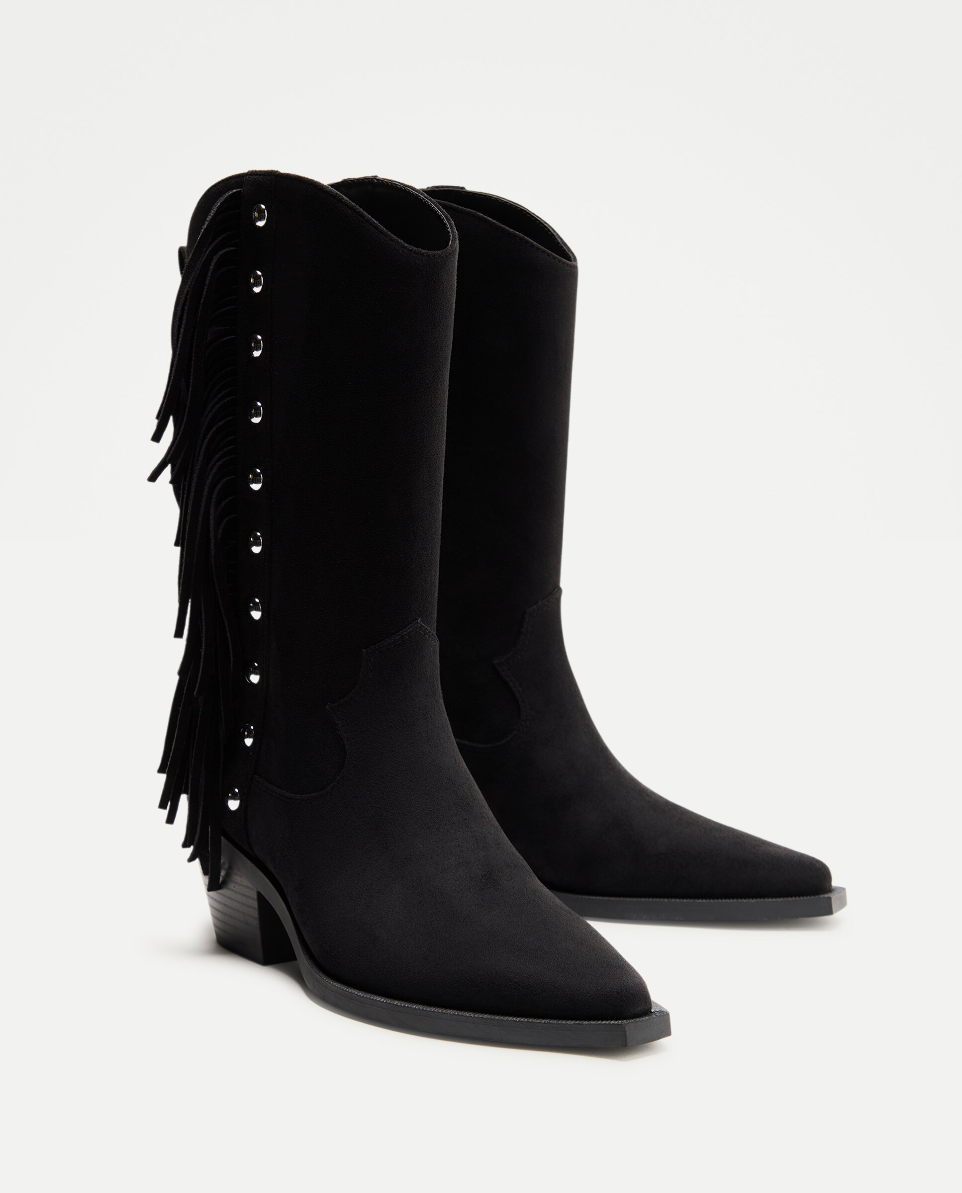 Bota tacón, cowboy flecos bolas - Tintoretto - Negro Negro-2