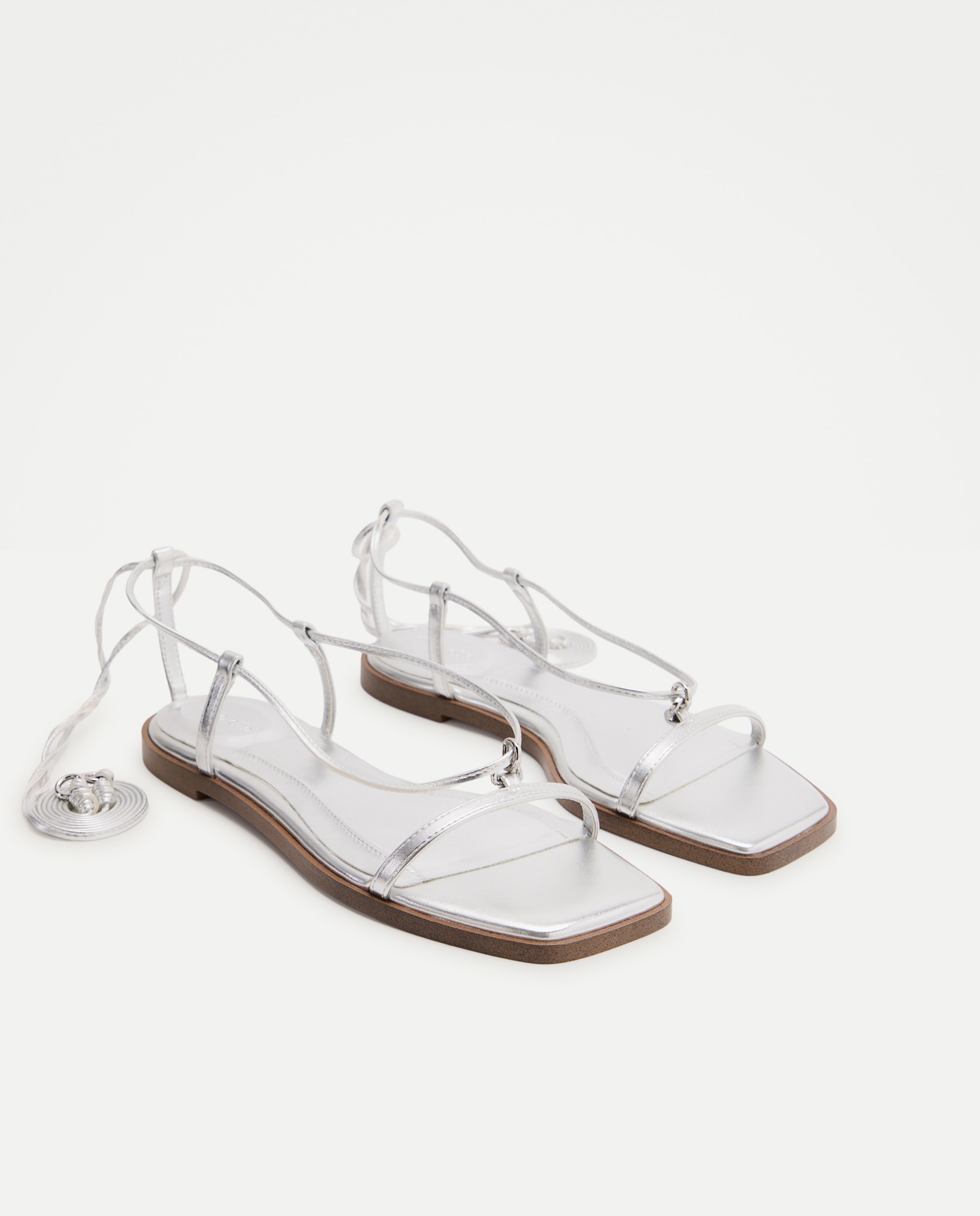 Sandalias planas de mujer con anilla en dedo - Tintoretto - Chocolate Plata-2