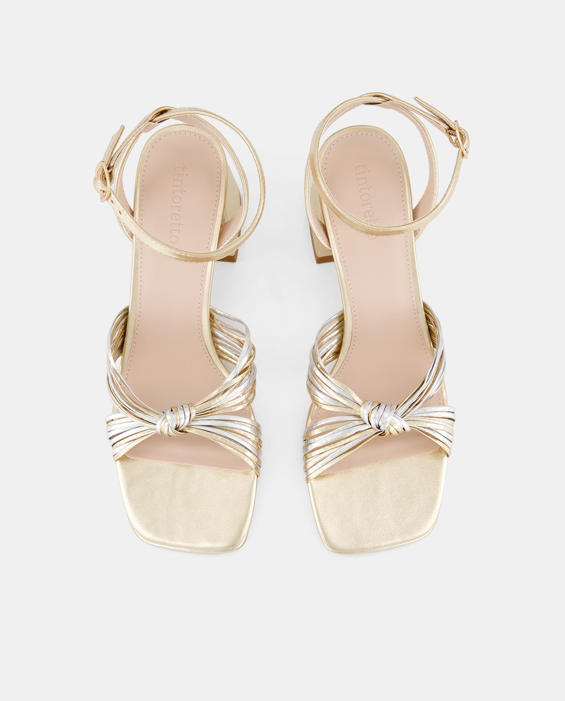 Sandálias com Salto e Pala com Nó 391 Ouro Velho-4