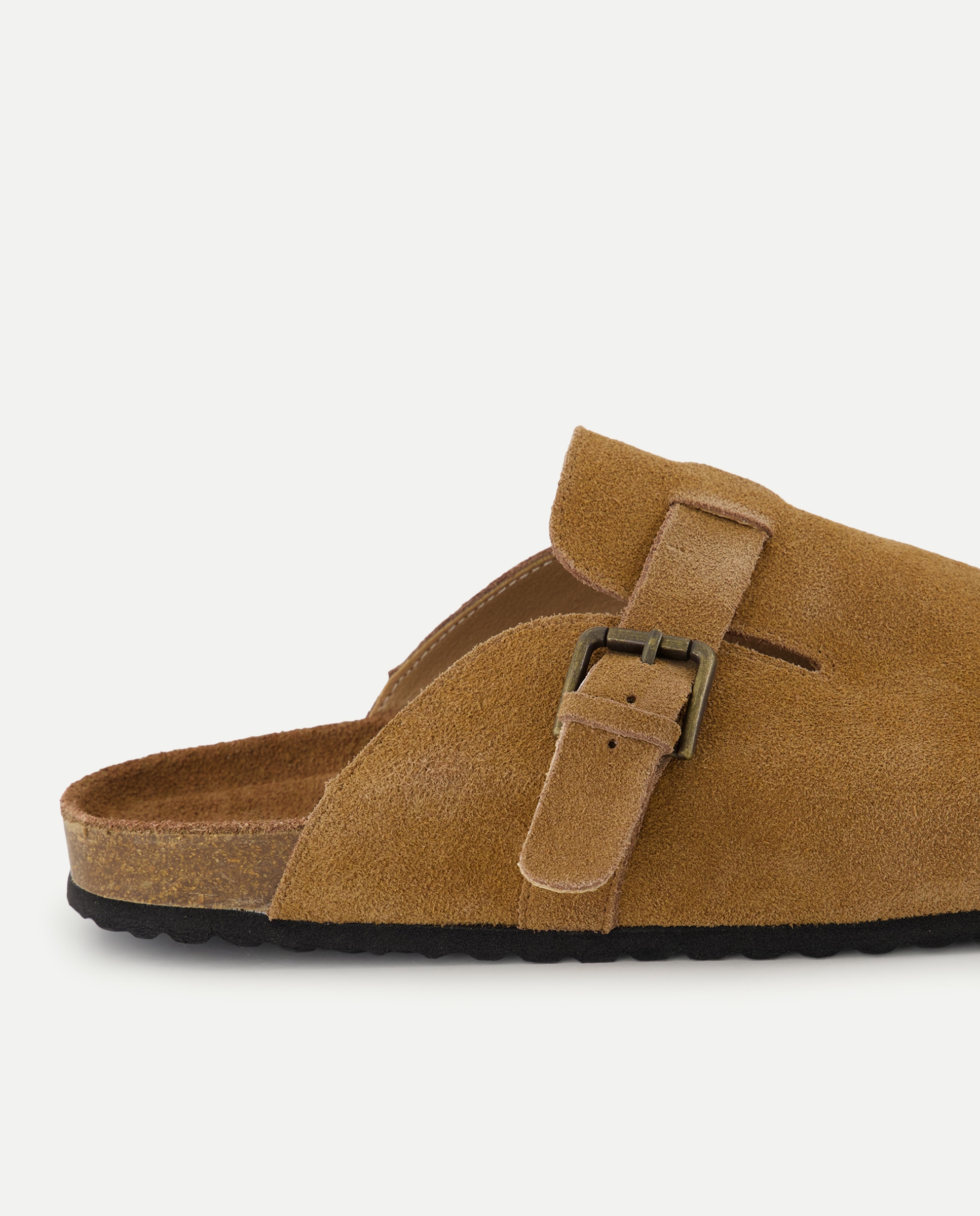 Mules em Pele com Fivela Castanho-5