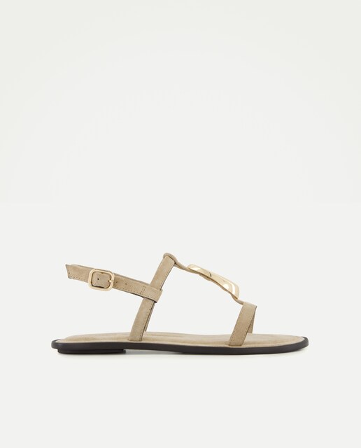 Sandalias planas de mujer con adorno