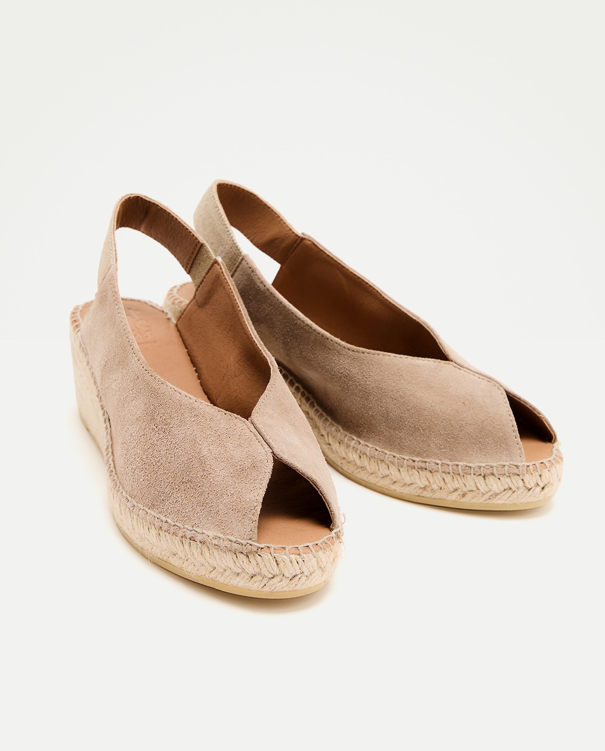 Alpercatas de Cunha Tipo Mules Peep Toe Bege-2
