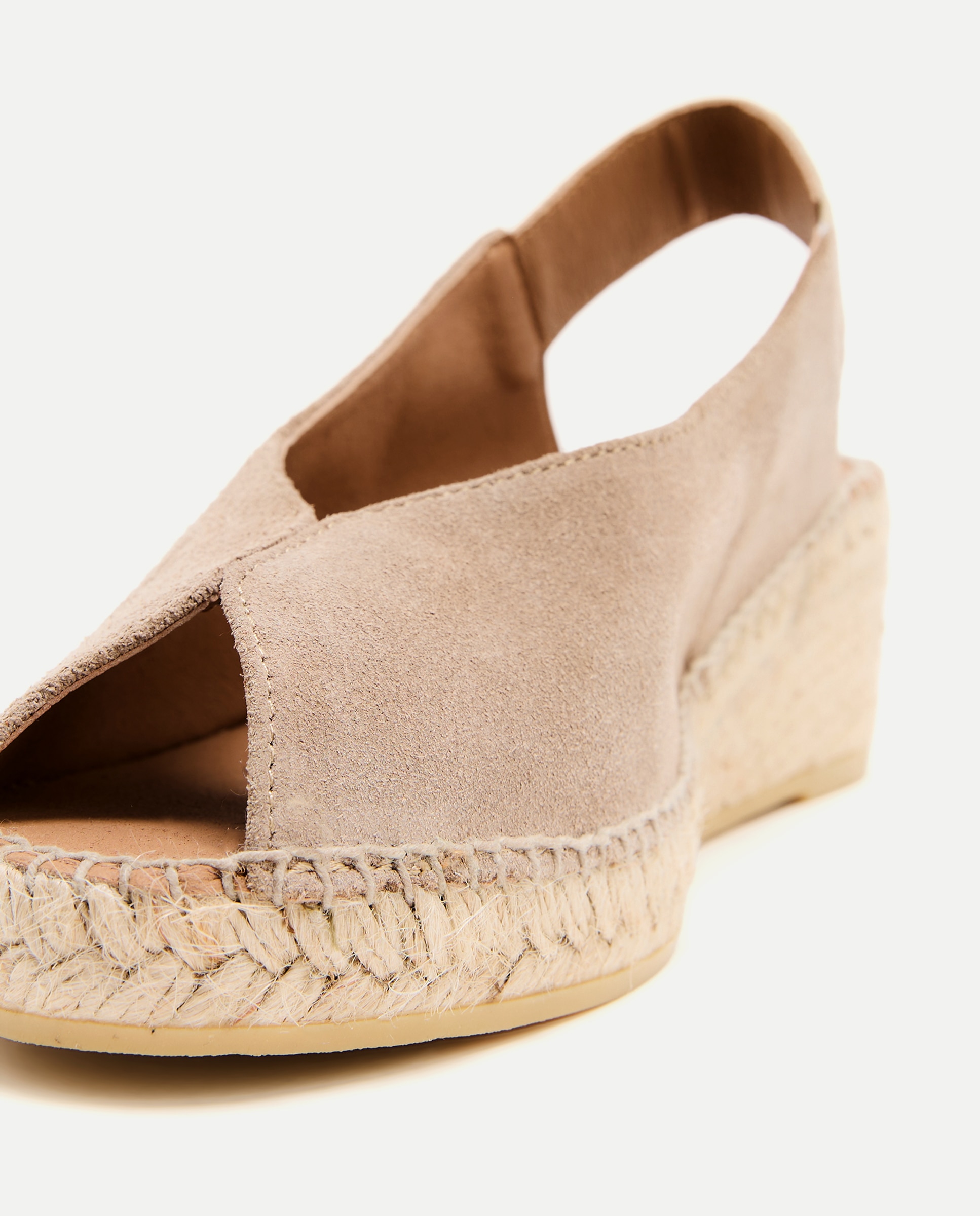 Alpercatas de Cunha Tipo Mules Peep Toe Bege-5