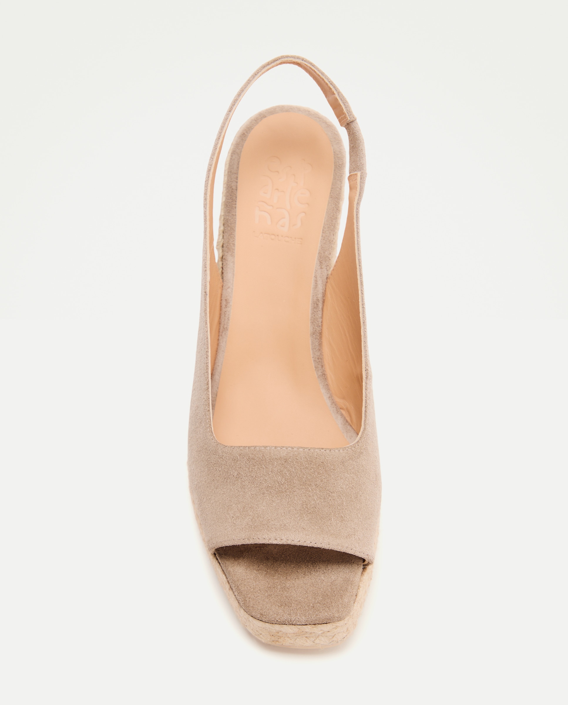 Alpercatas de Cunha Tipo Peep Toe em Pele Vison Claro-4
