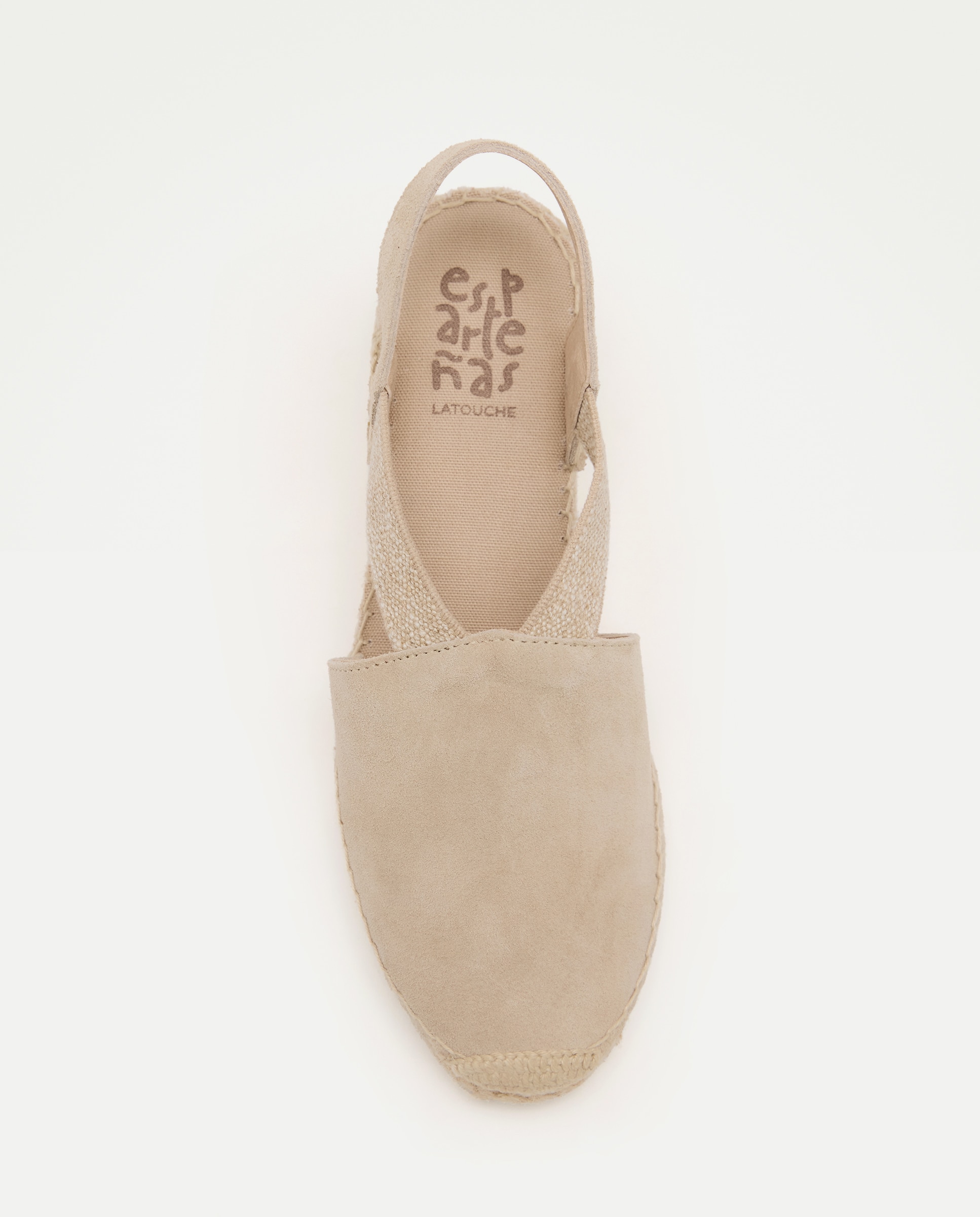 Alpercatas de Cunha em Pele com Elástico Bege-4