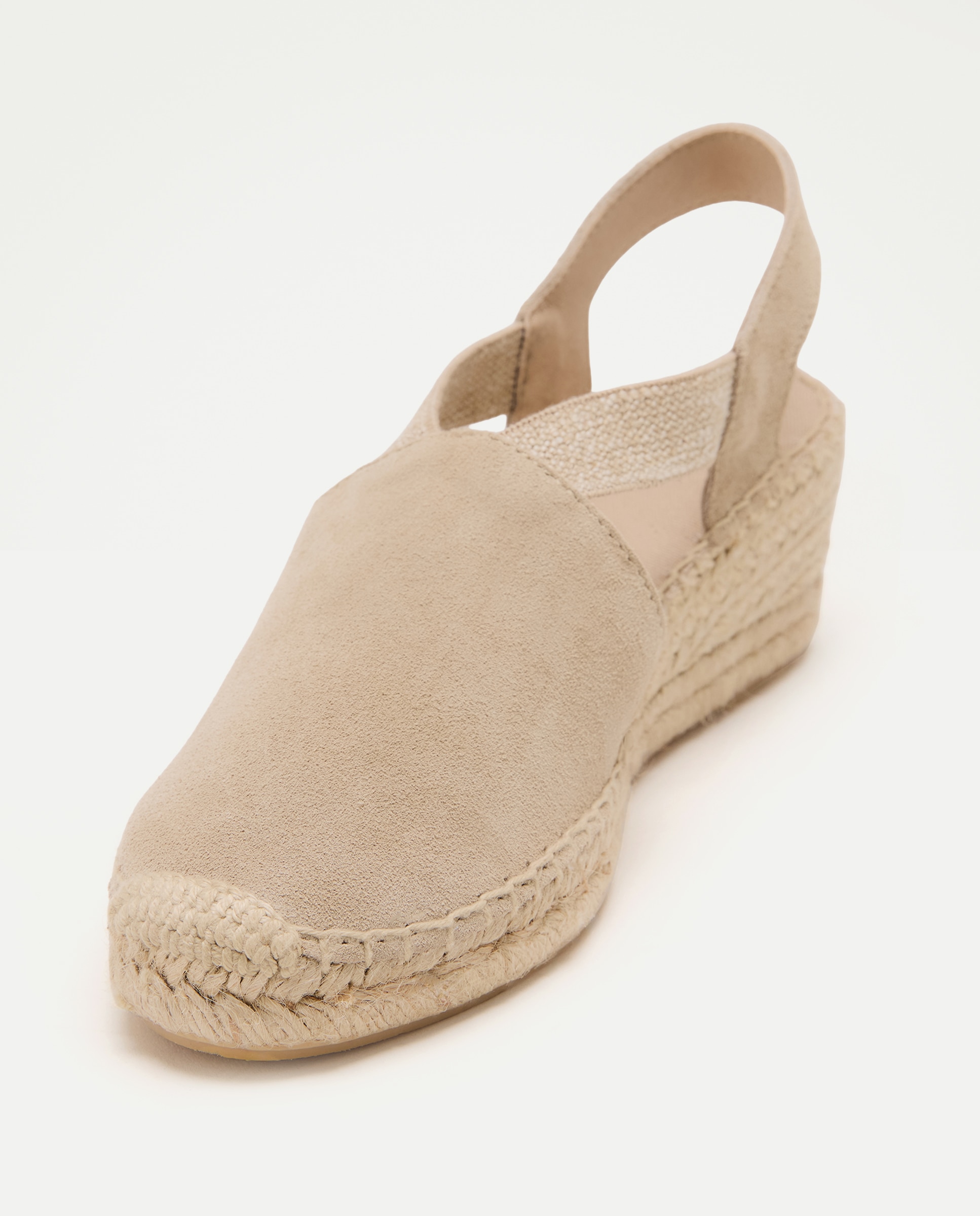 Alpercatas de Cunha em Pele com Elástico Bege-5