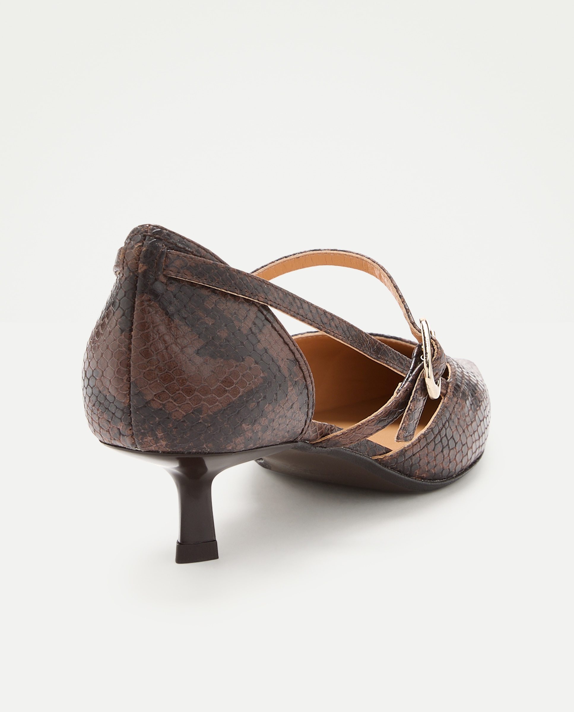 Sapatos de Salto com Fivela Dupla Castanho-3