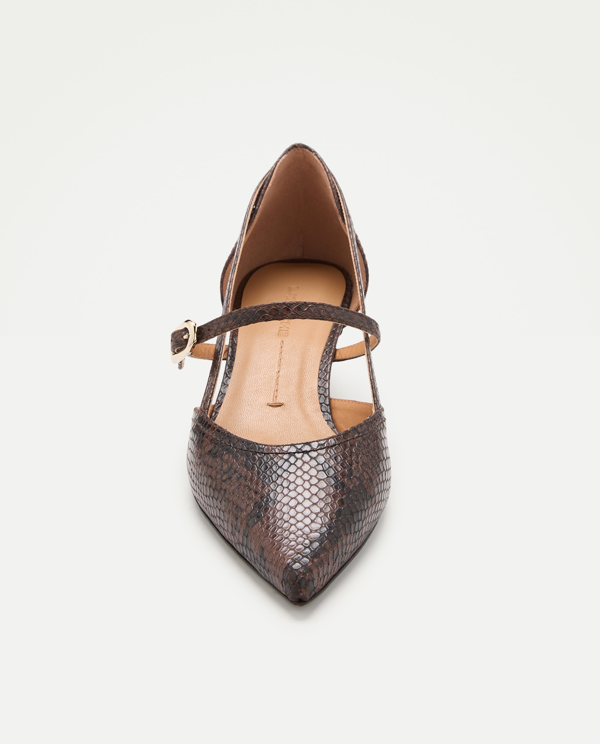 Sapatos de Salto com Fivela Dupla Castanho-4