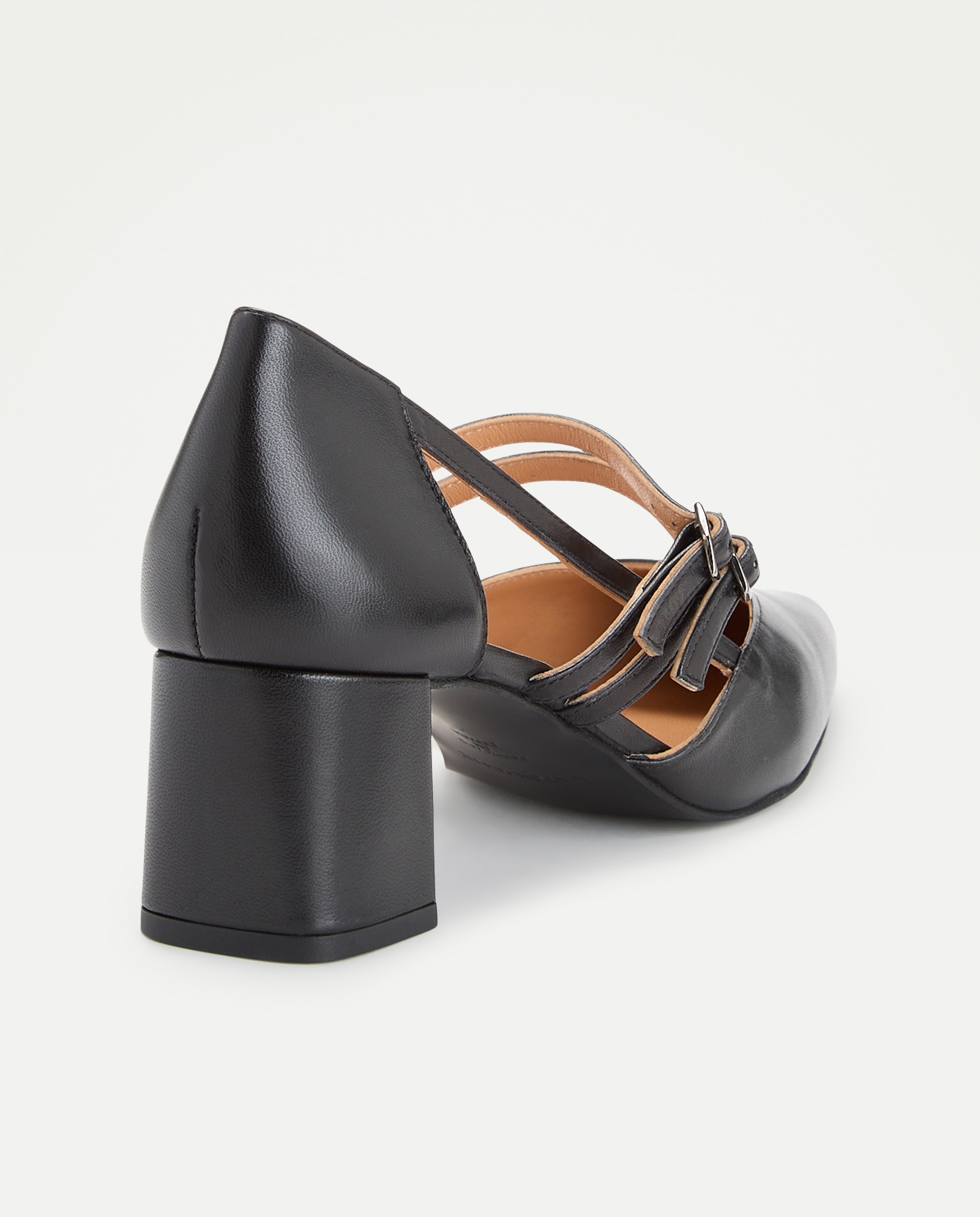 Sapatos de Salto com Fivela Dupla Preto-3