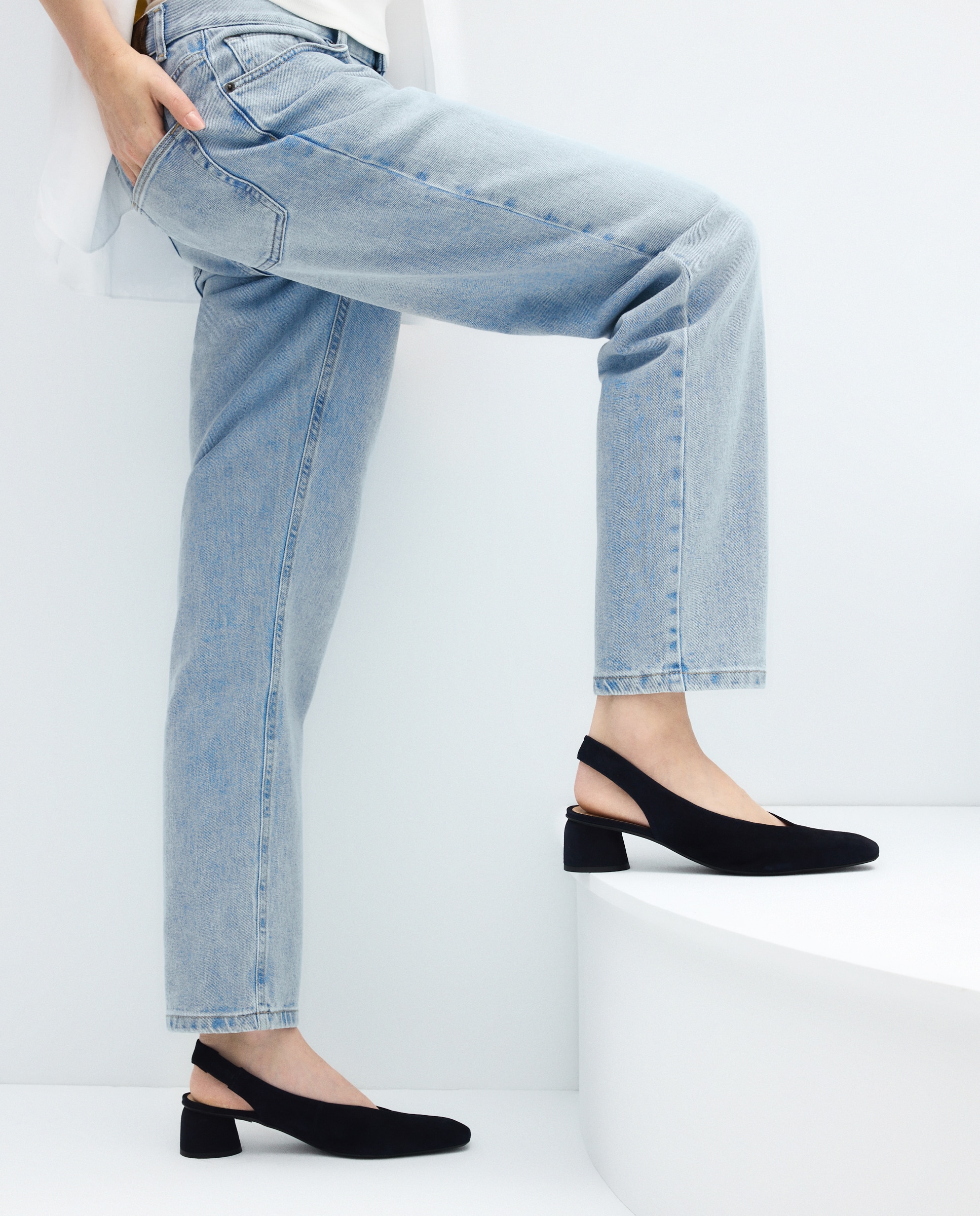 Sapatos de Salto Tipo Mules sem Forro Essenciais 400 Azul-6