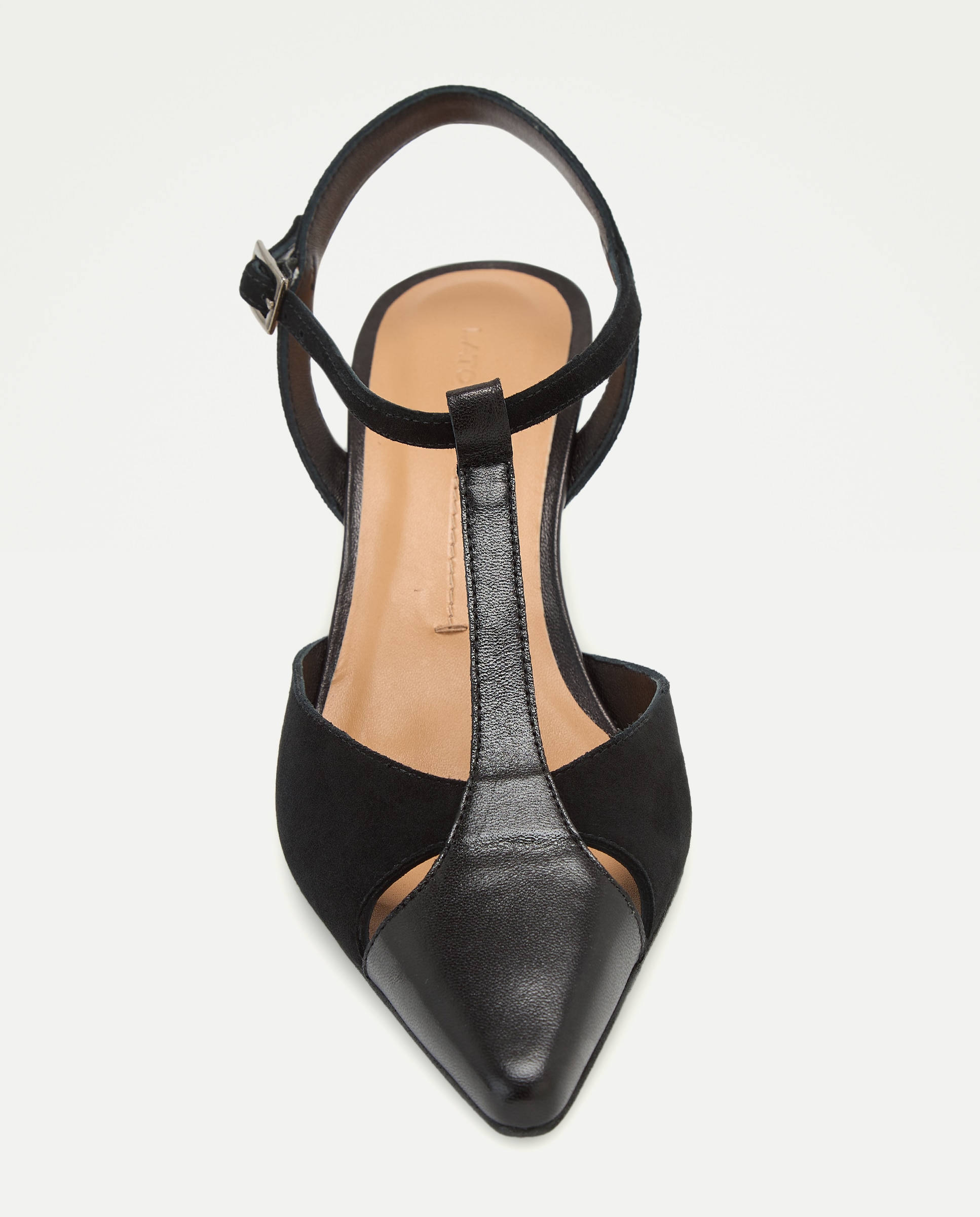 Sapatos de Salto em T Combinados Preto-4