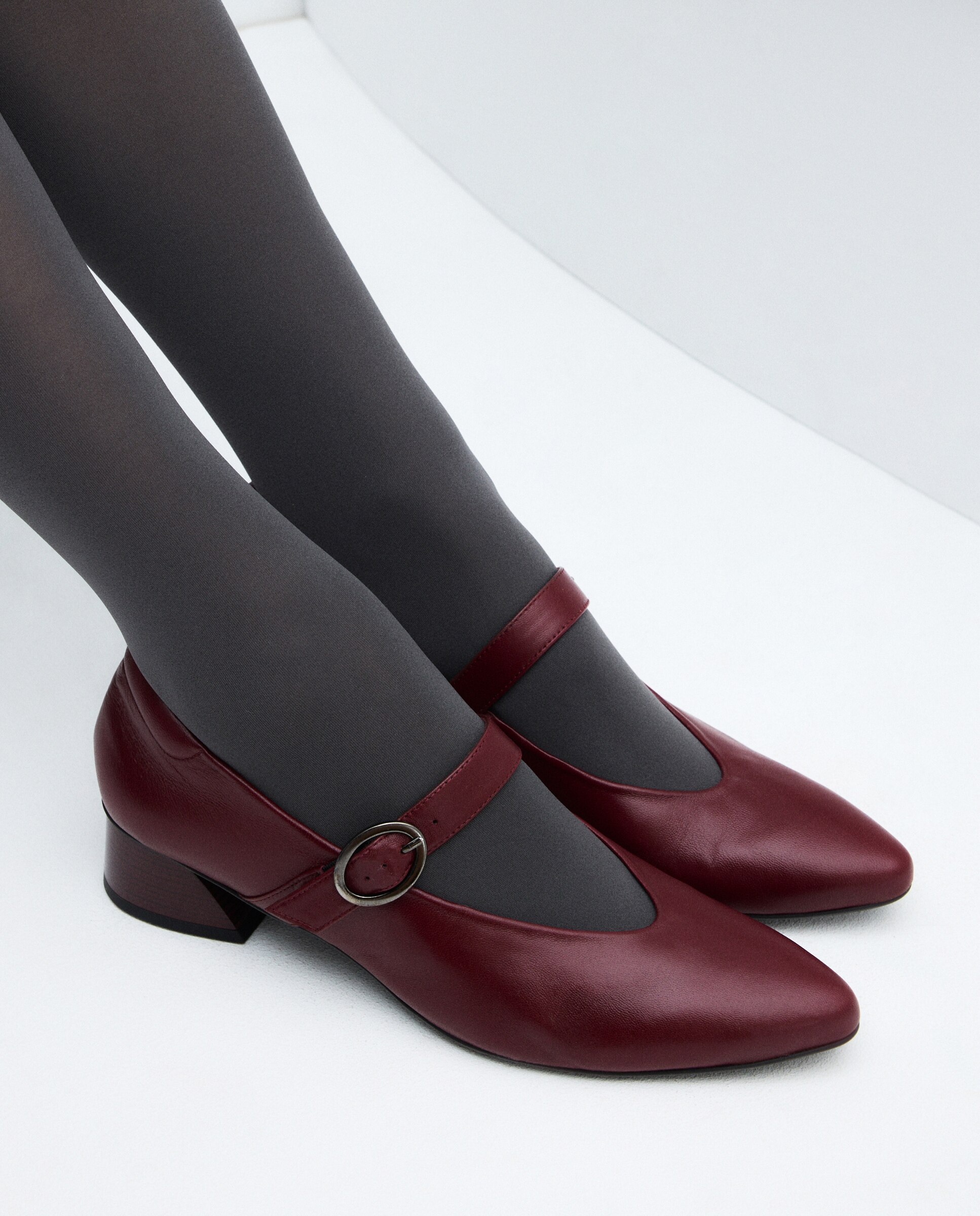 Sapatos de Presilha com Salto Bordeaux-6
