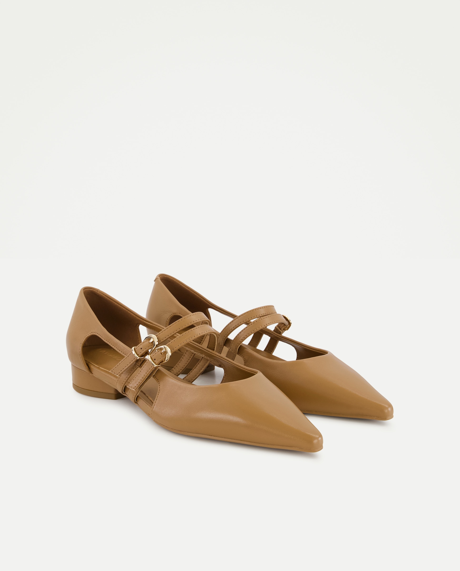 Sapatos de Presilha Rasos com Abertura Lateral 730 Camel-2
